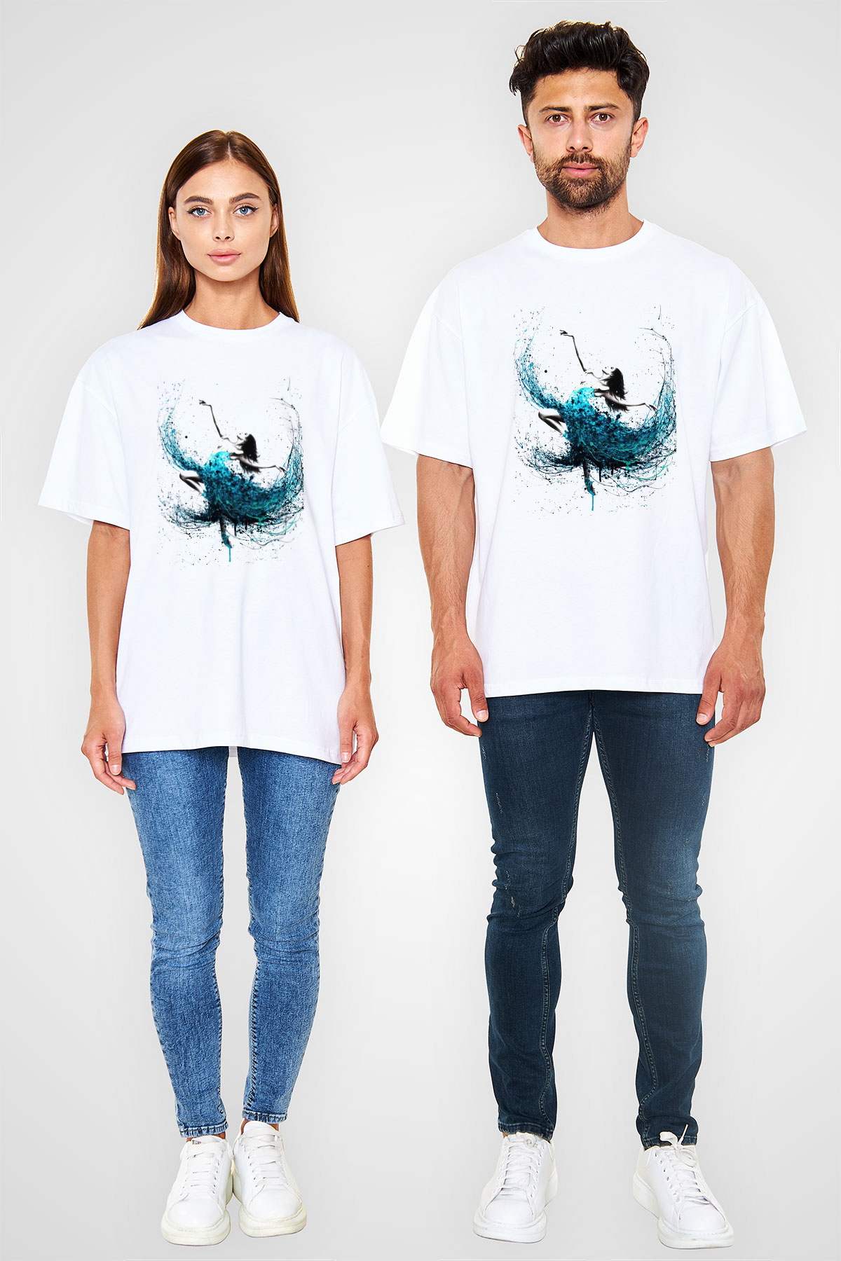 Bale Beyaz Unisex Oversize Tişört T-Shirt