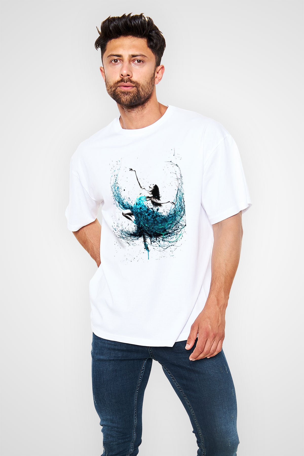 Bale Beyaz Unisex Oversize Tişört T-Shirt