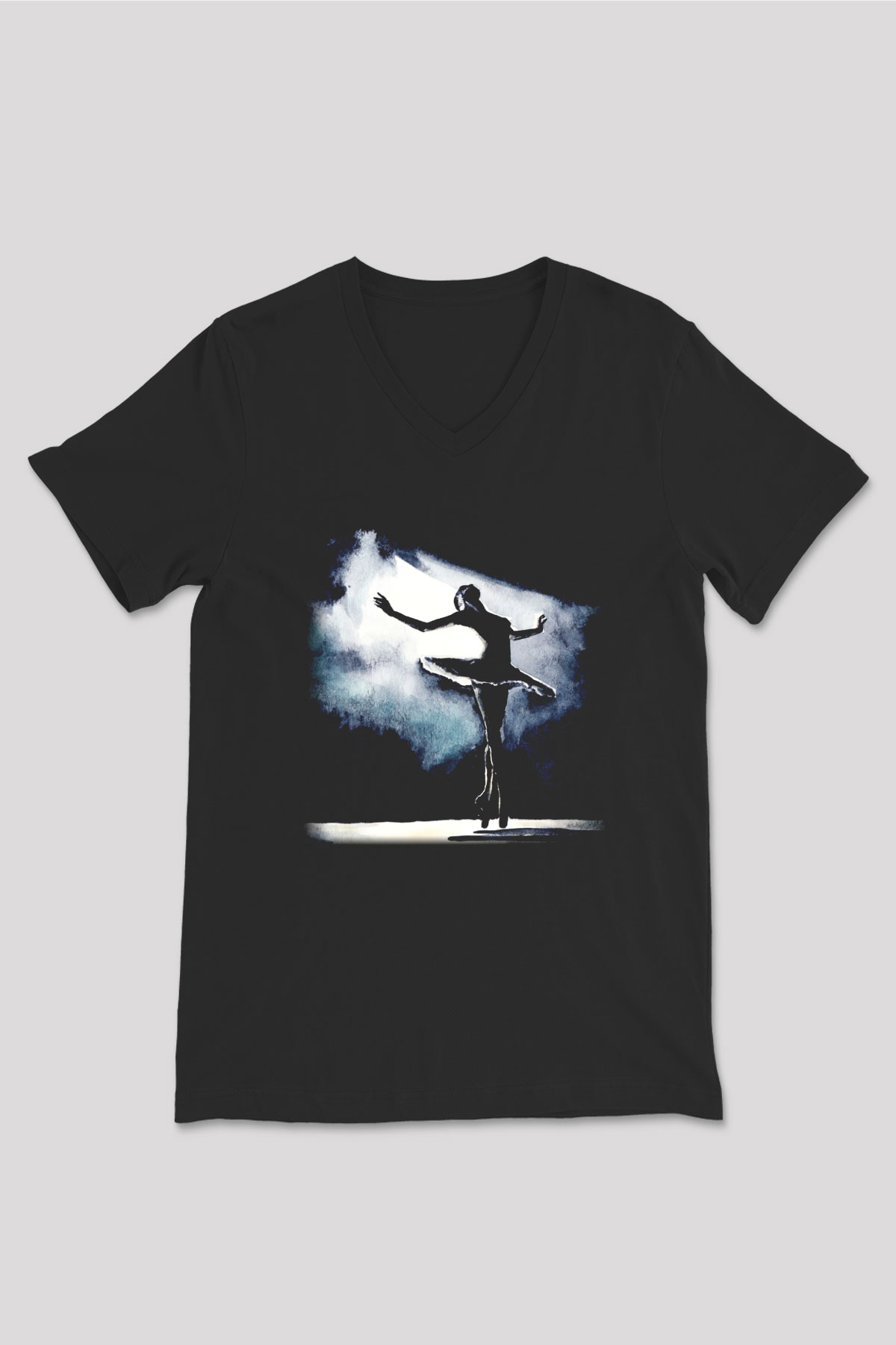 Bale Siyah Unisex V Yaka Tişört T-Shirt