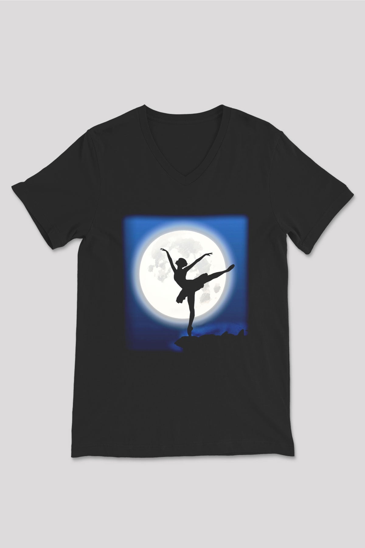 Bale Siyah Unisex V Yaka Tişört T-Shirt