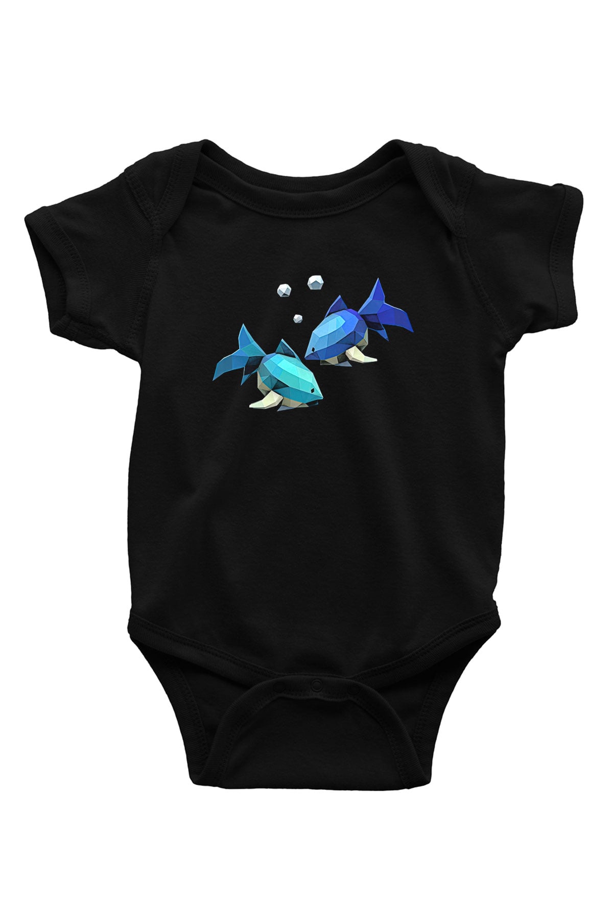 Balık Burcu Baskılı Unisex Siyah Bebek Body - Zıbın