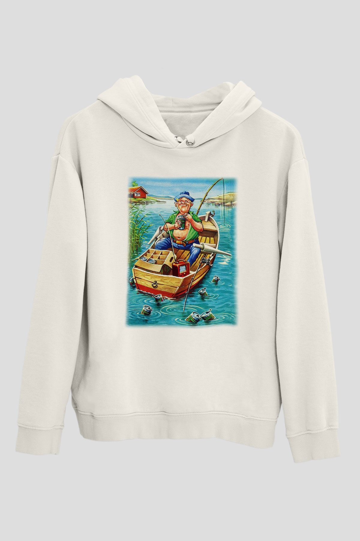 Balıkçı Beyaz Unisex Hoodie