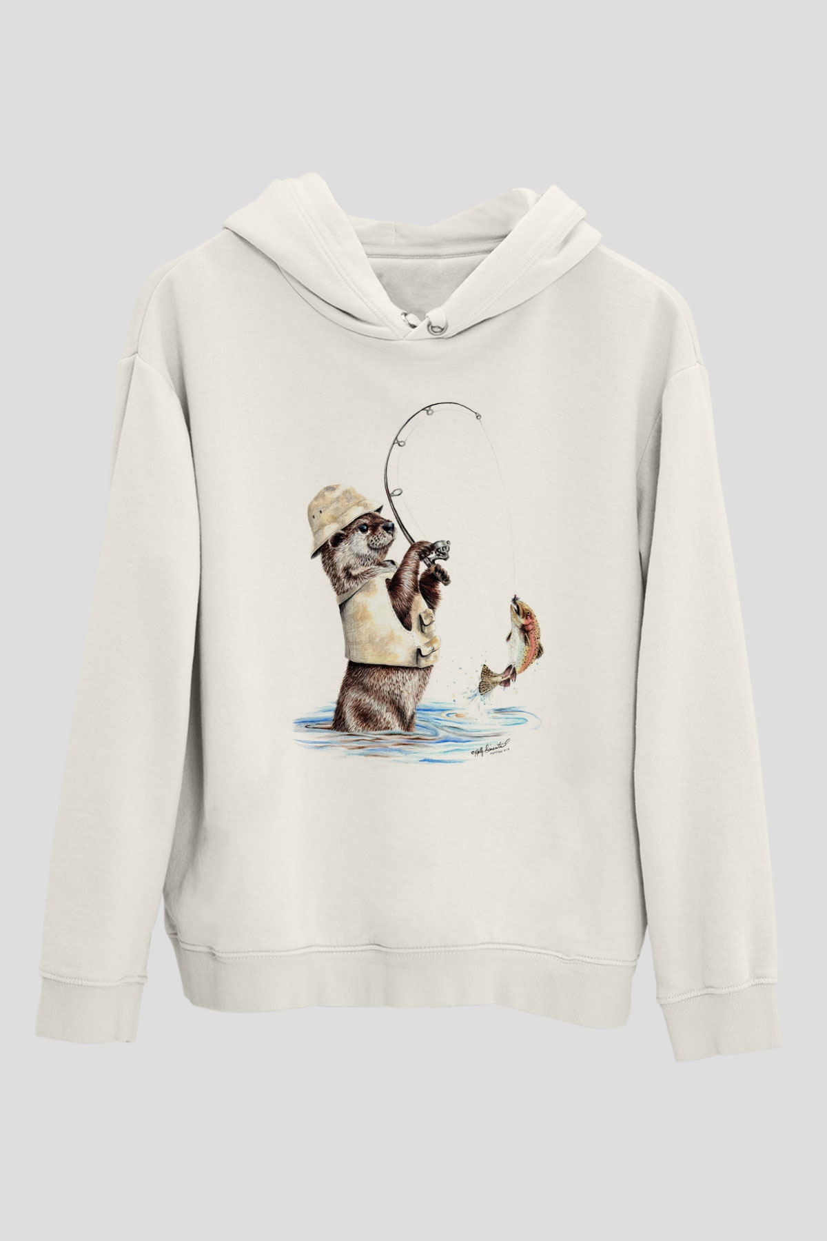 Balıkçı Beyaz Unisex Kapüşonlu Sweatshirt