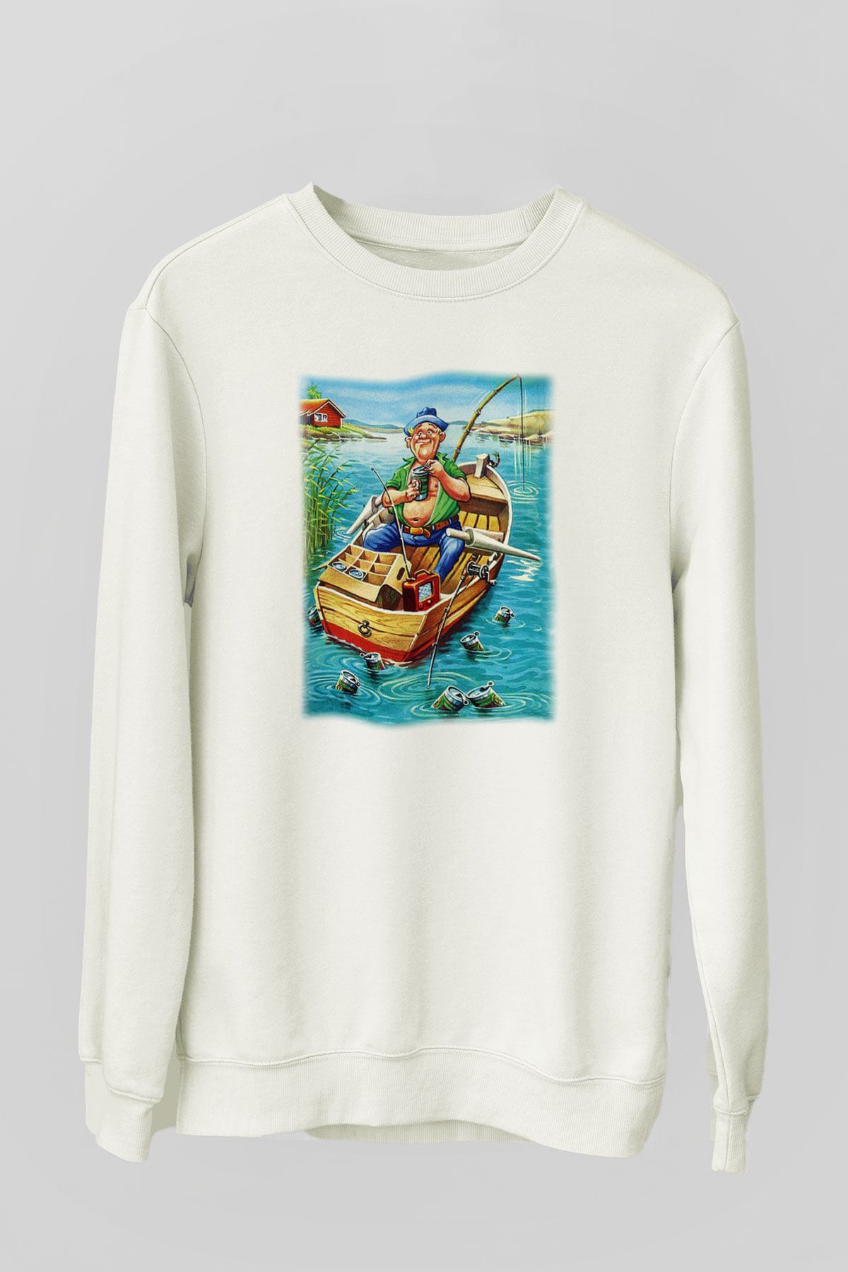 Balıkçı Beyaz Unisex Sweatshirt