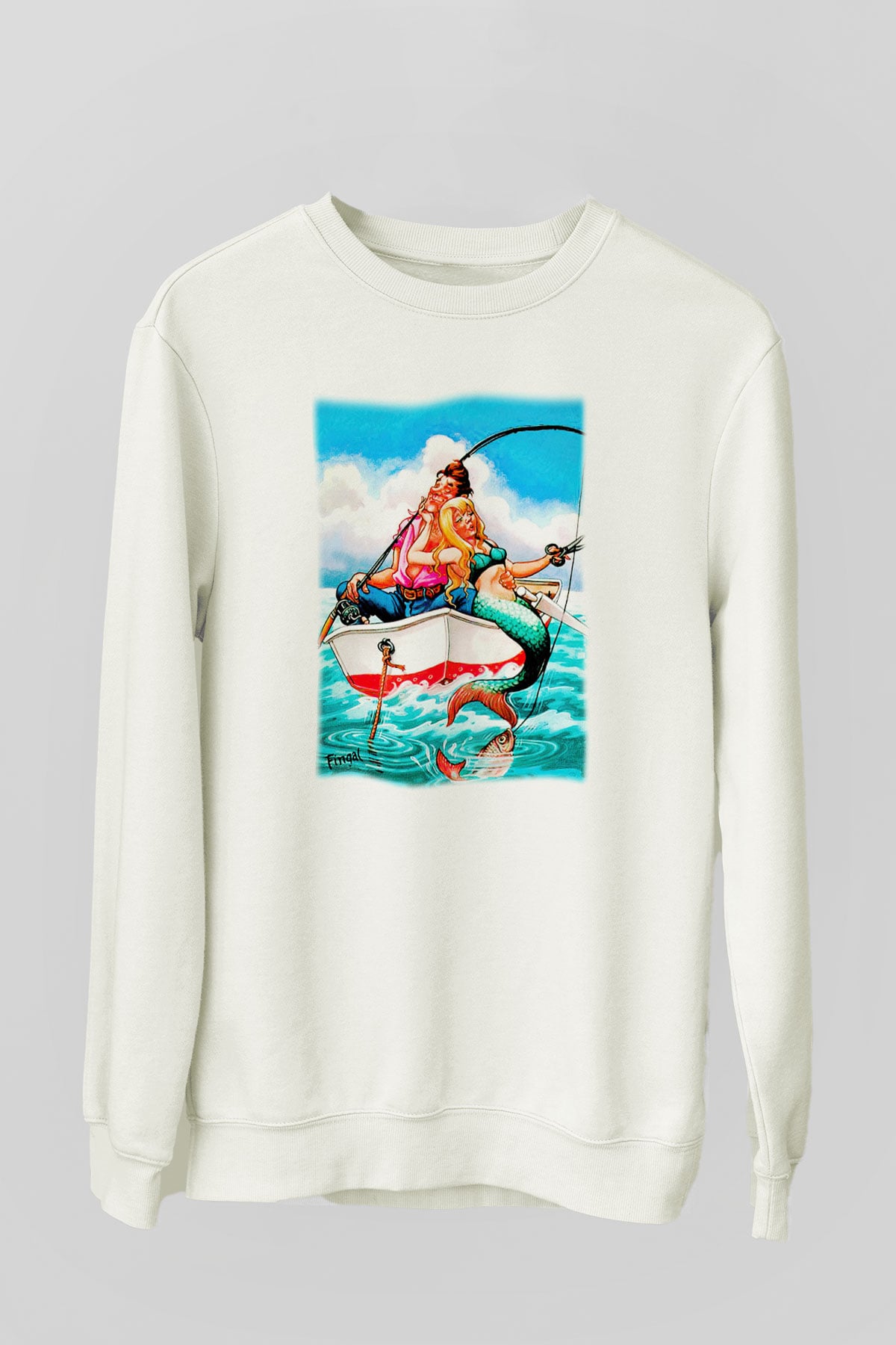 Balıkçı Beyaz Unisex Sweatshirt