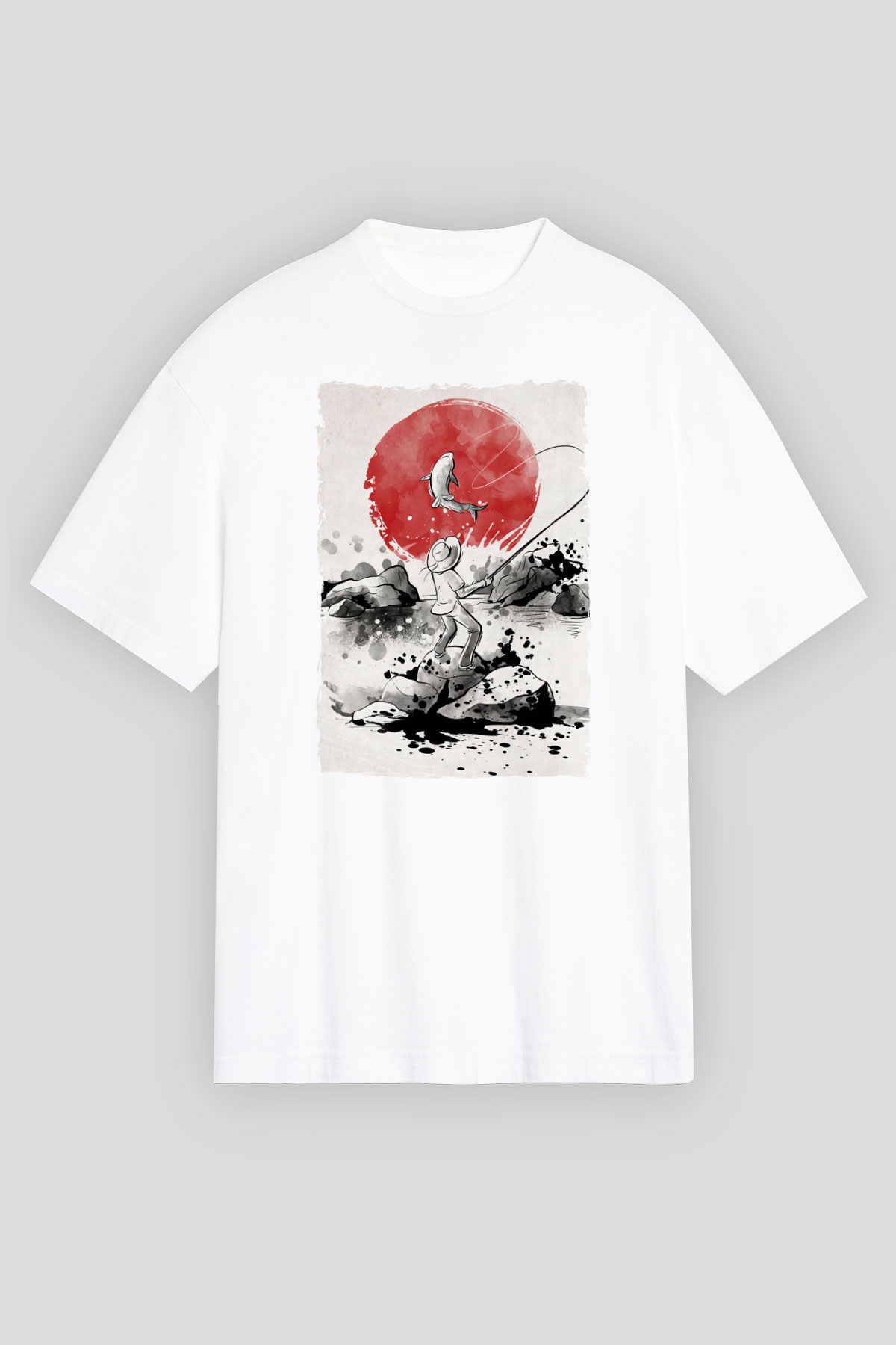 Balıkçı Beyaz Unisex Tişört T-Shirt - TişörtFabrikası