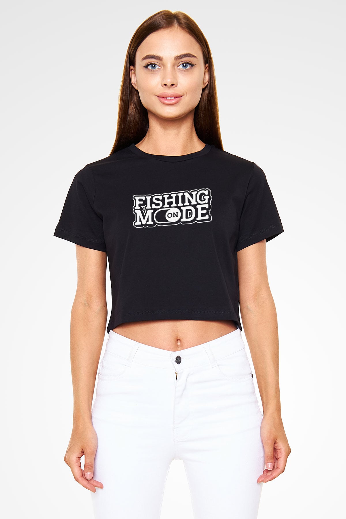 Balıkçı Siyah  Crop Top Tişört