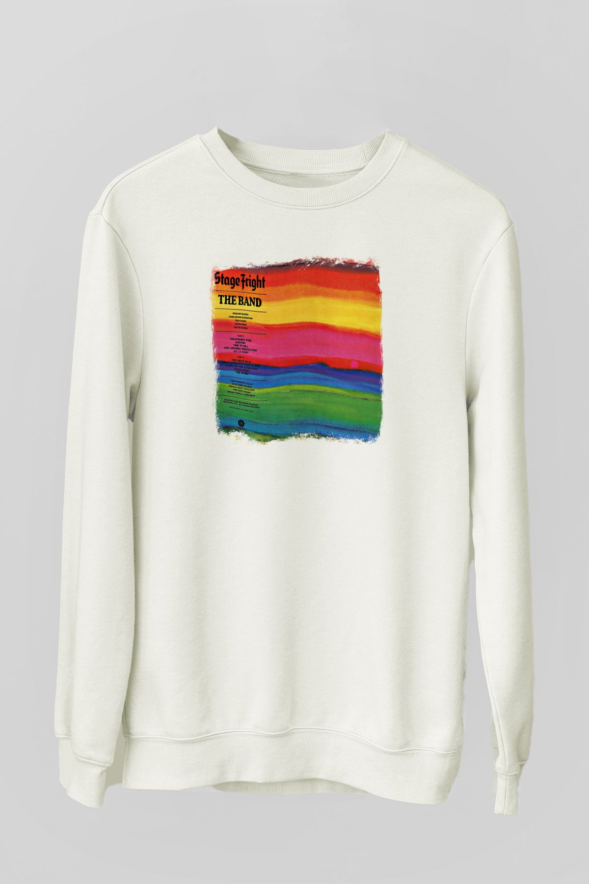 Band Baskılı Unisex Beyaz Sweatshirt