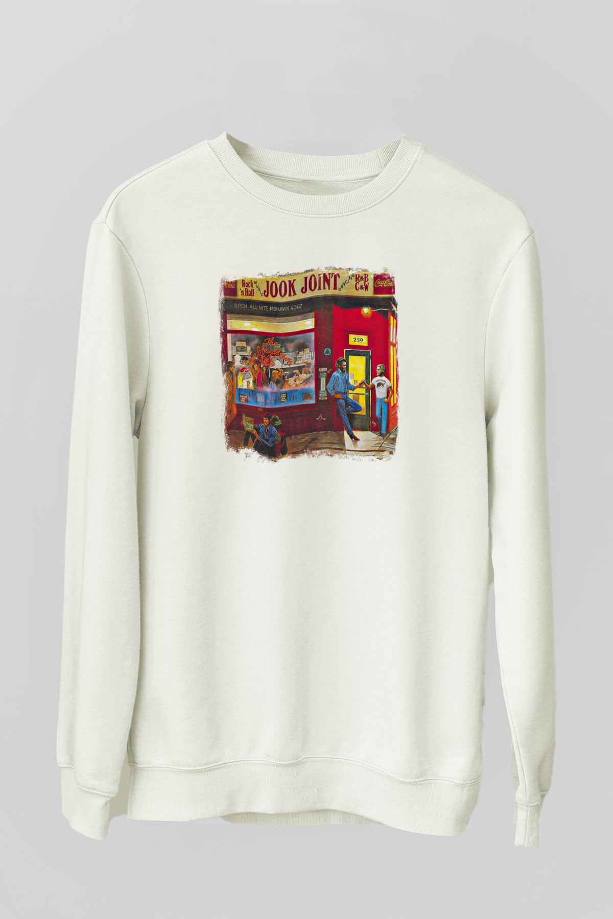 Band Baskılı Unisex Beyaz Sweatshirt