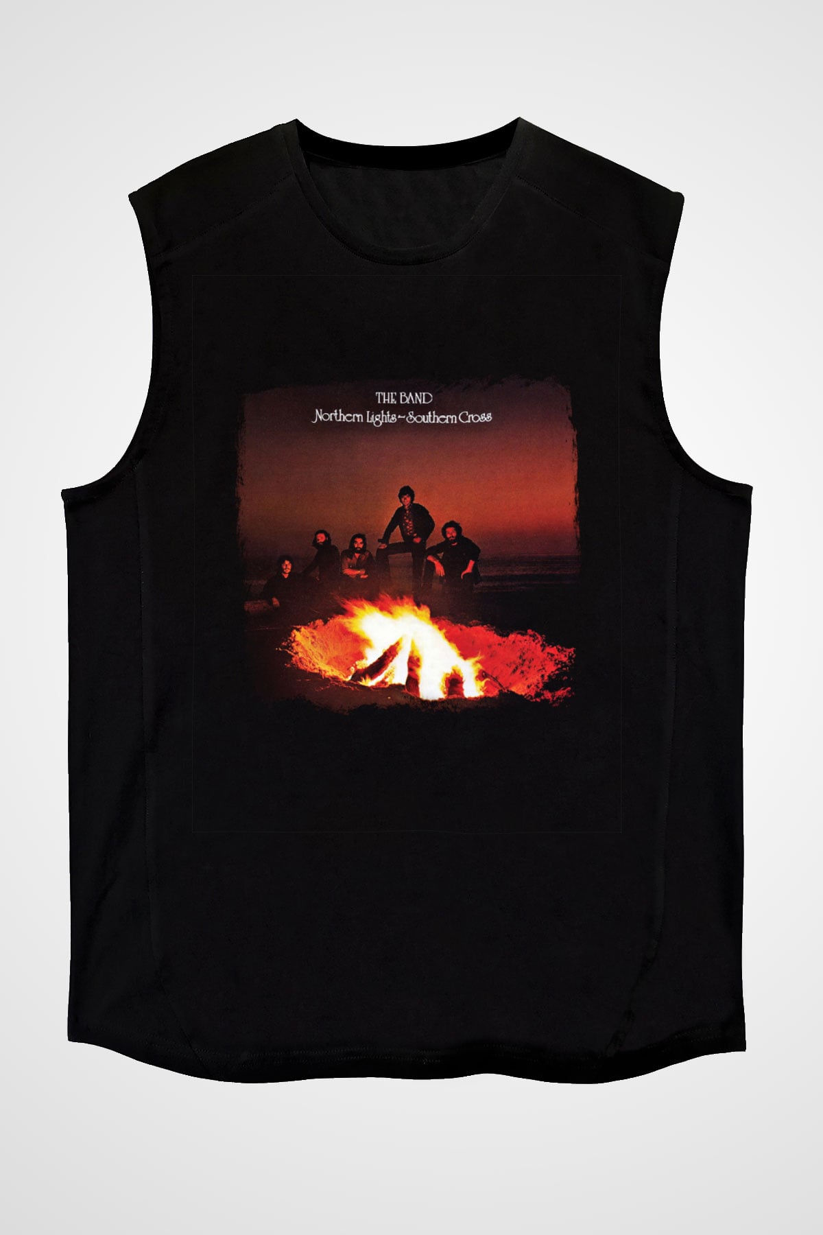 Band Baskılı Unisex Siyah Kolsuz Tişört