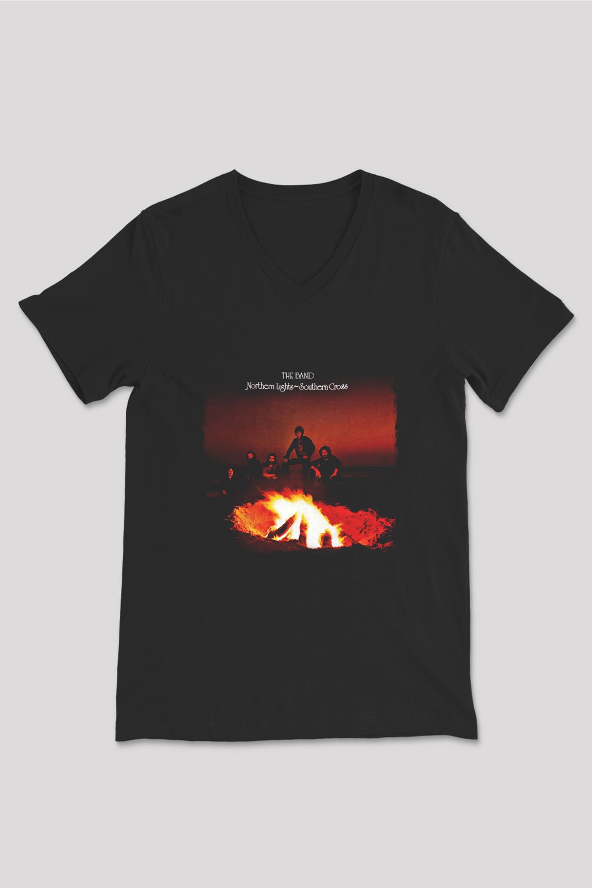 Band Baskılı Unisex Siyah V Yaka Tişört