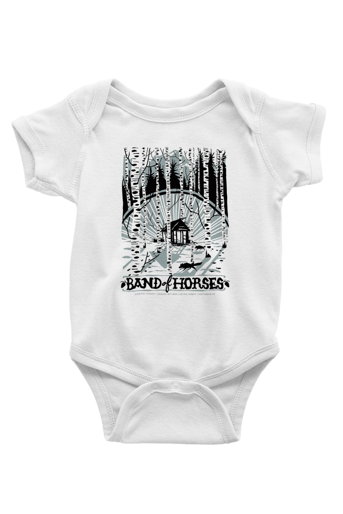 Band of Horses Baskılı Beyaz Unisex Bebek Body - Zıbın