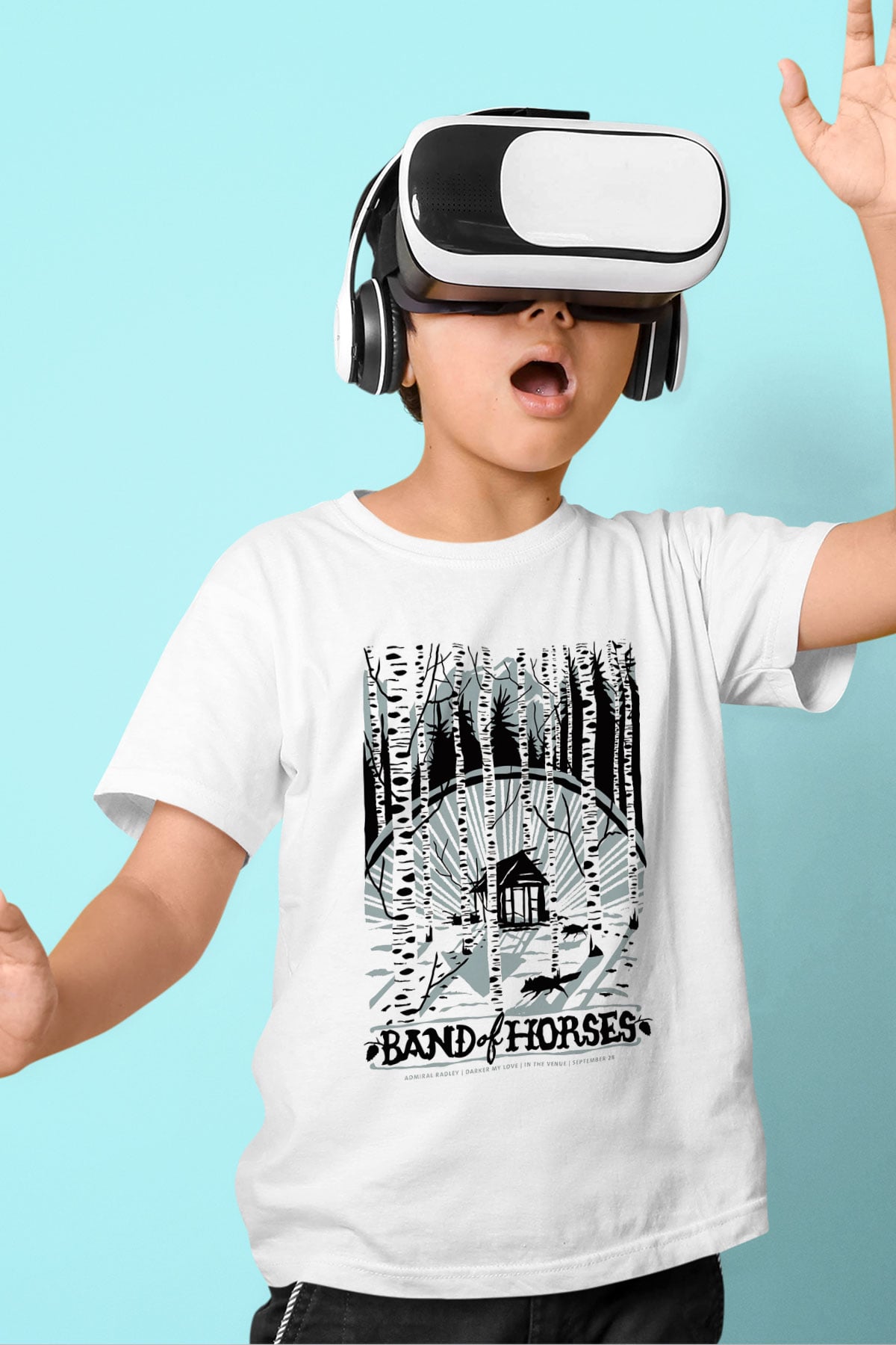 Band of Horses Baskılı Beyaz Unisex Çocuk Tişört