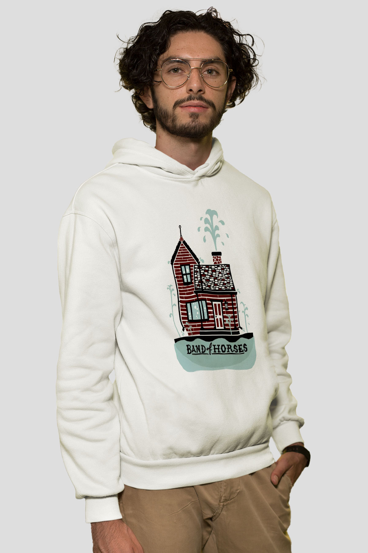 Band of Horses Beyaz Unisex Kapüşonlu Sweatshirt