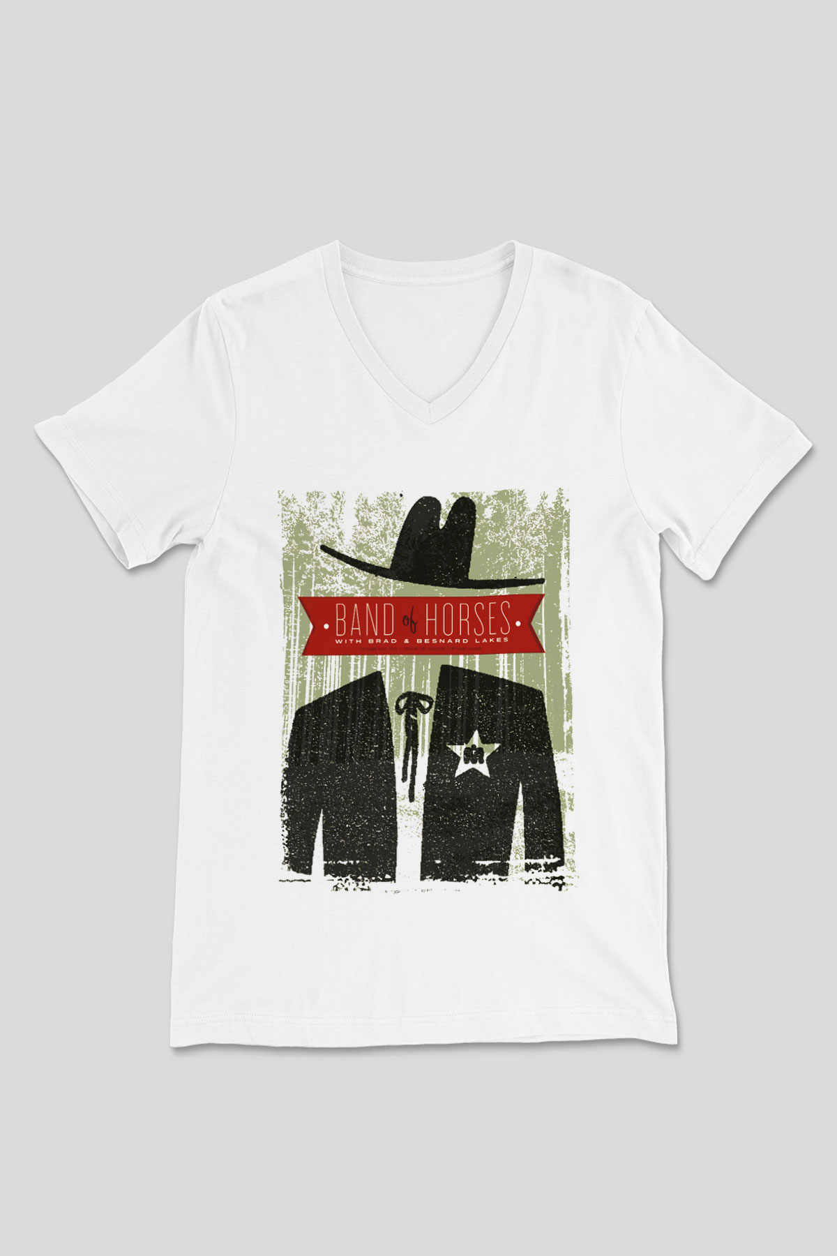 Band of Horses Beyaz Unisex V Yaka Tişört T-Shirt