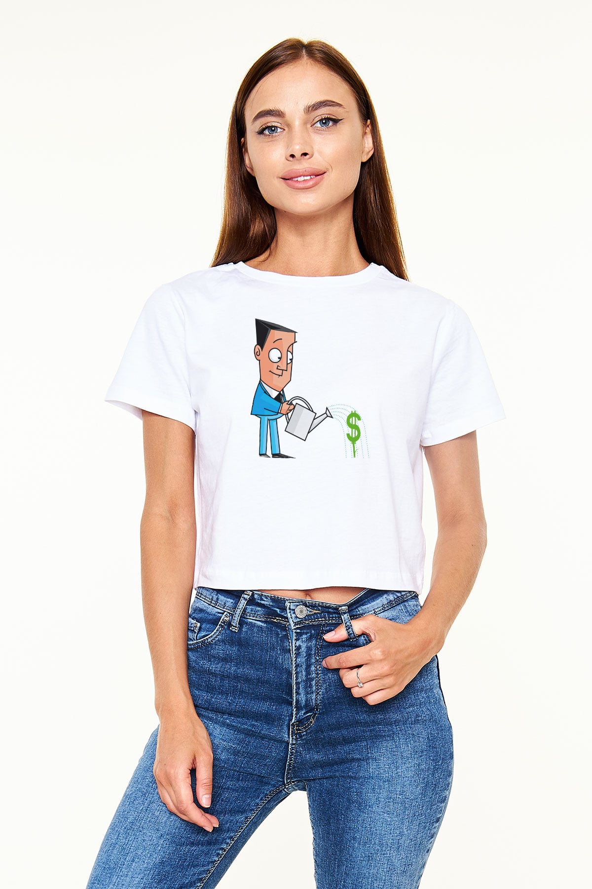 Bankacı Beyaz  Crop Top Tişört
