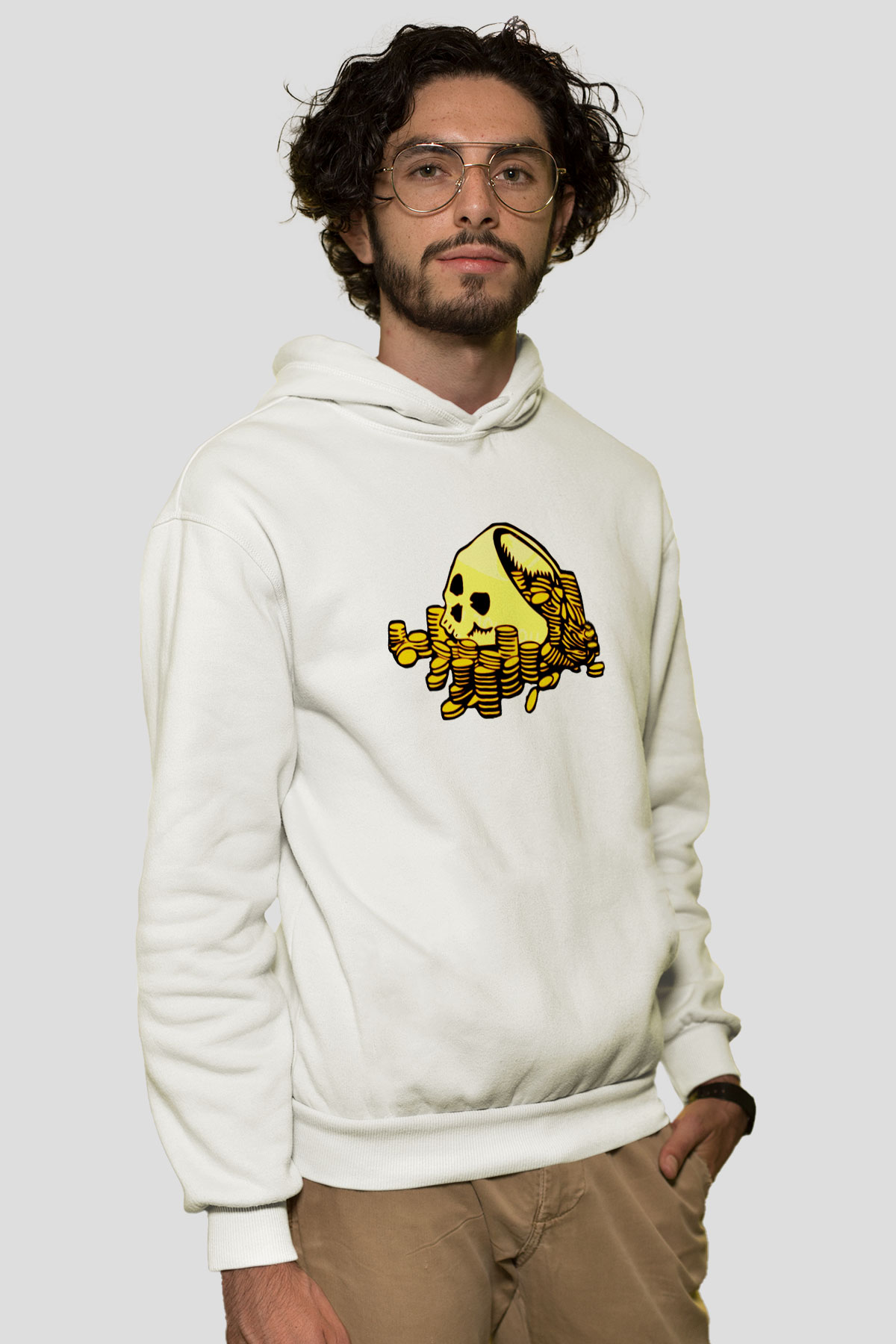 Bankacı Beyaz Unisex Kapüşonlu Sweatshirt