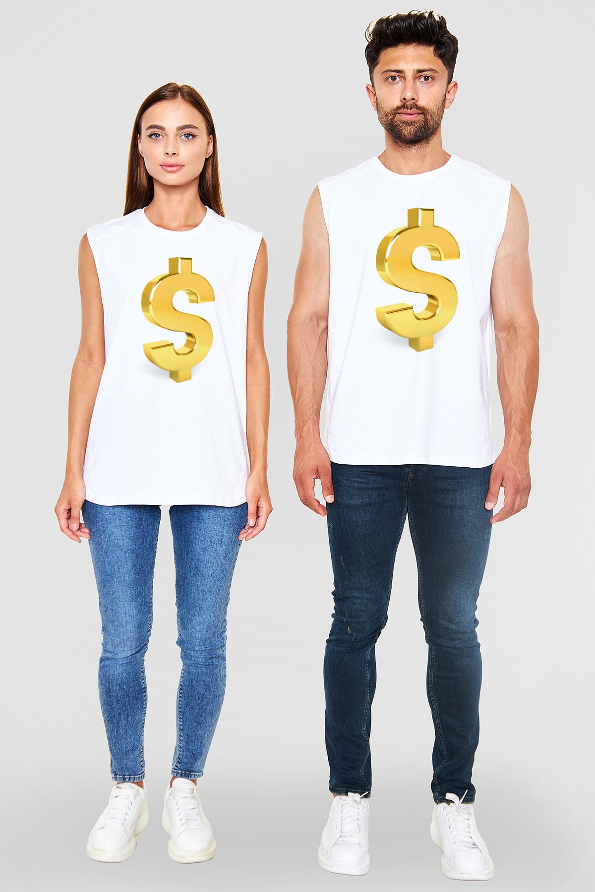 Bankacı Beyaz Unisex Kolsuz Tişört