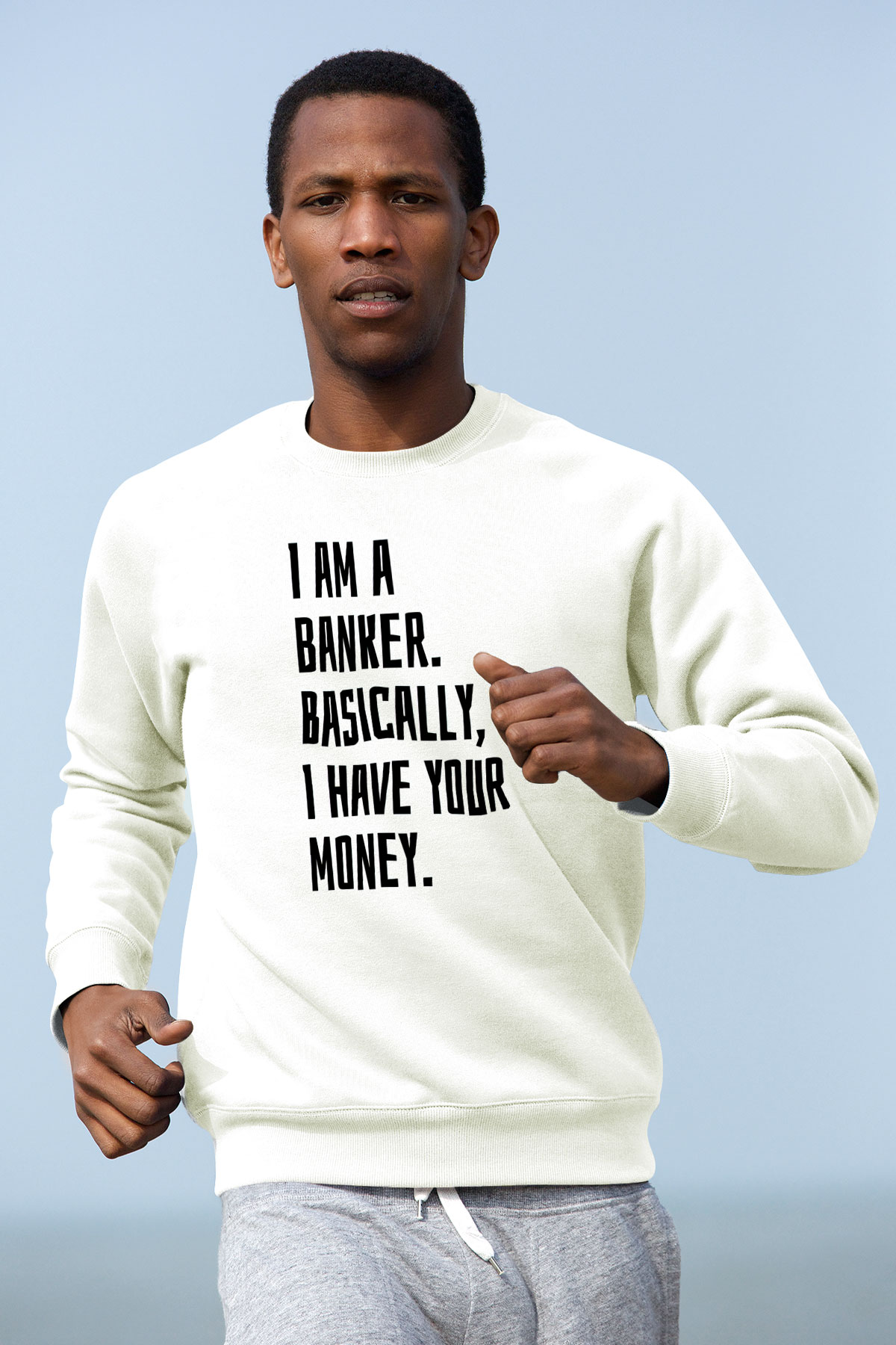 Bankacı Beyaz Unisex Sweatshirt