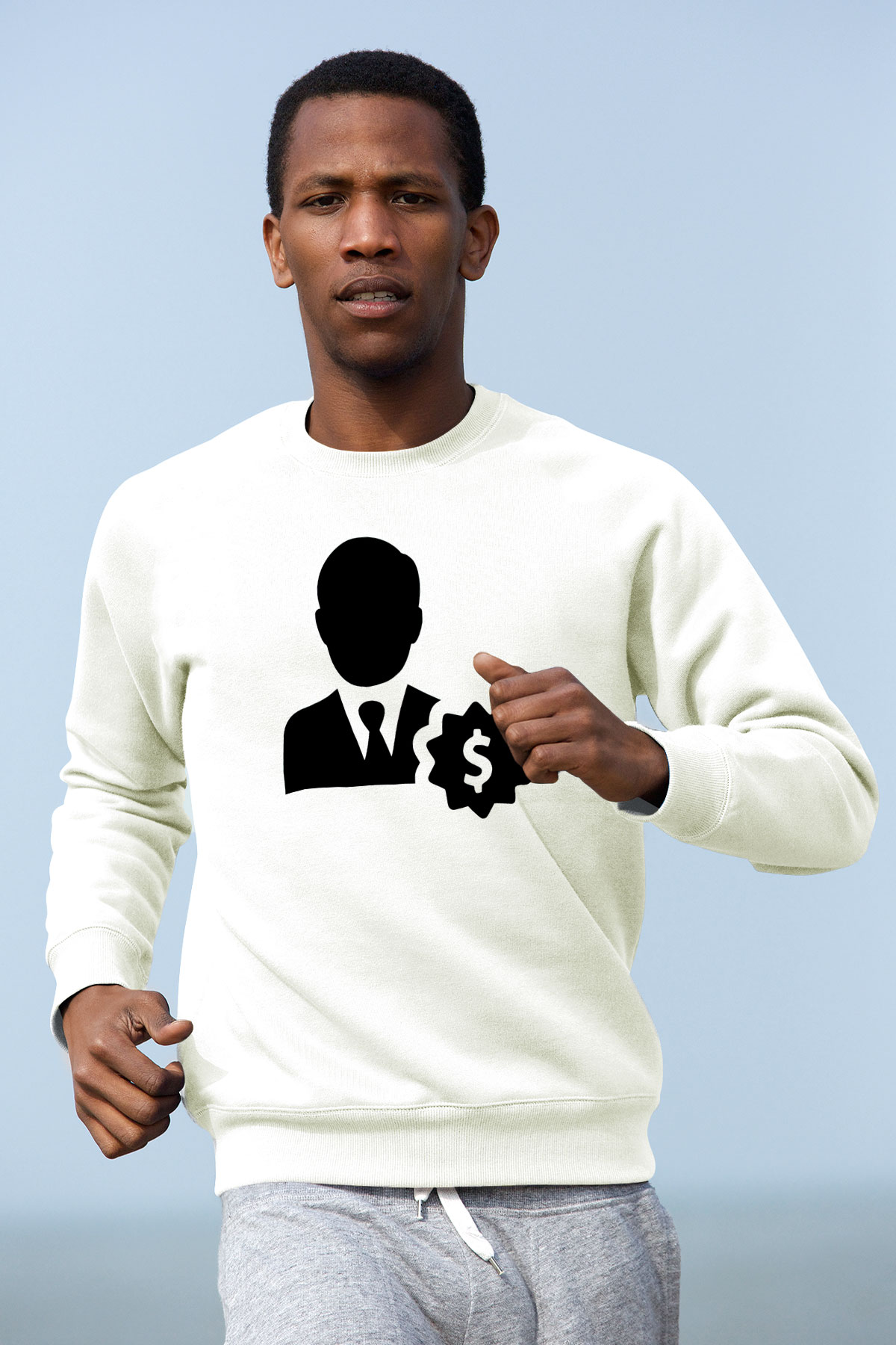 Bankacı Beyaz Unisex Sweatshirt