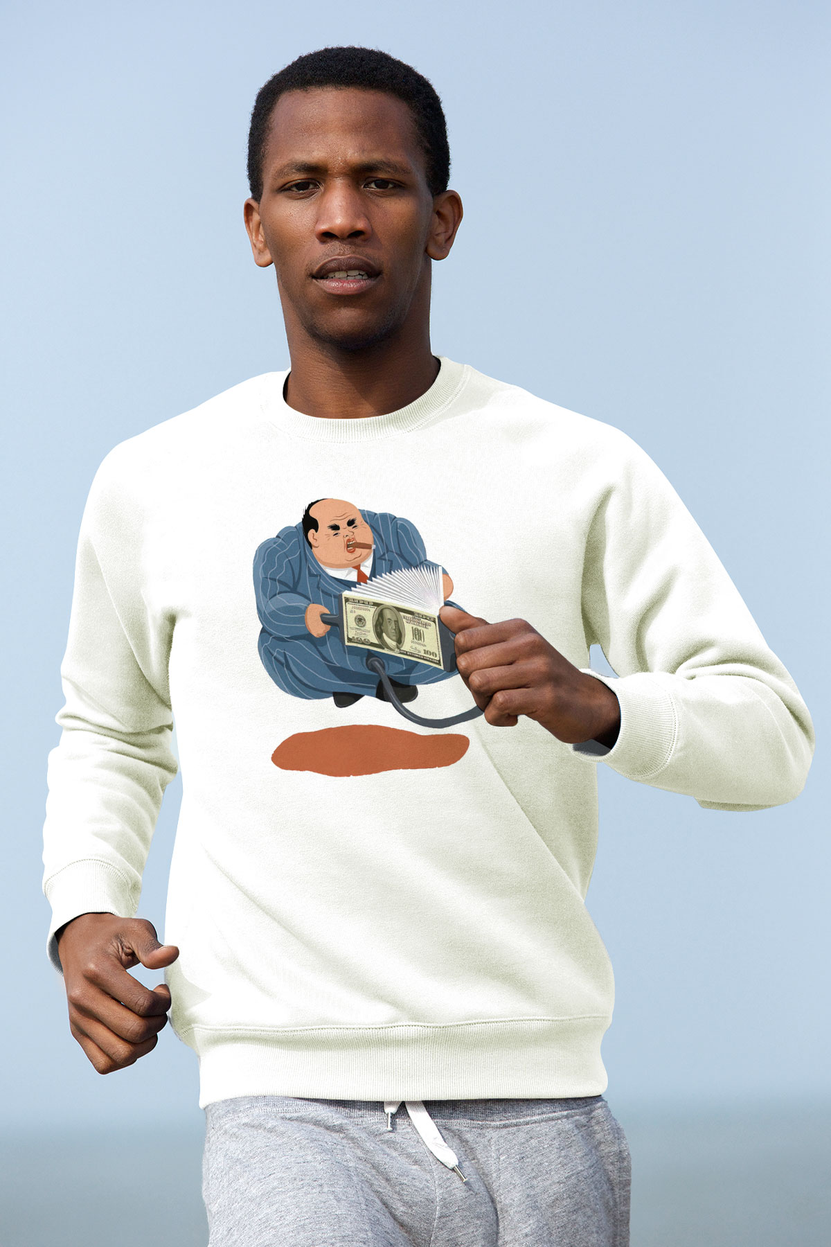 Bankacı Beyaz Unisex Sweatshirt
