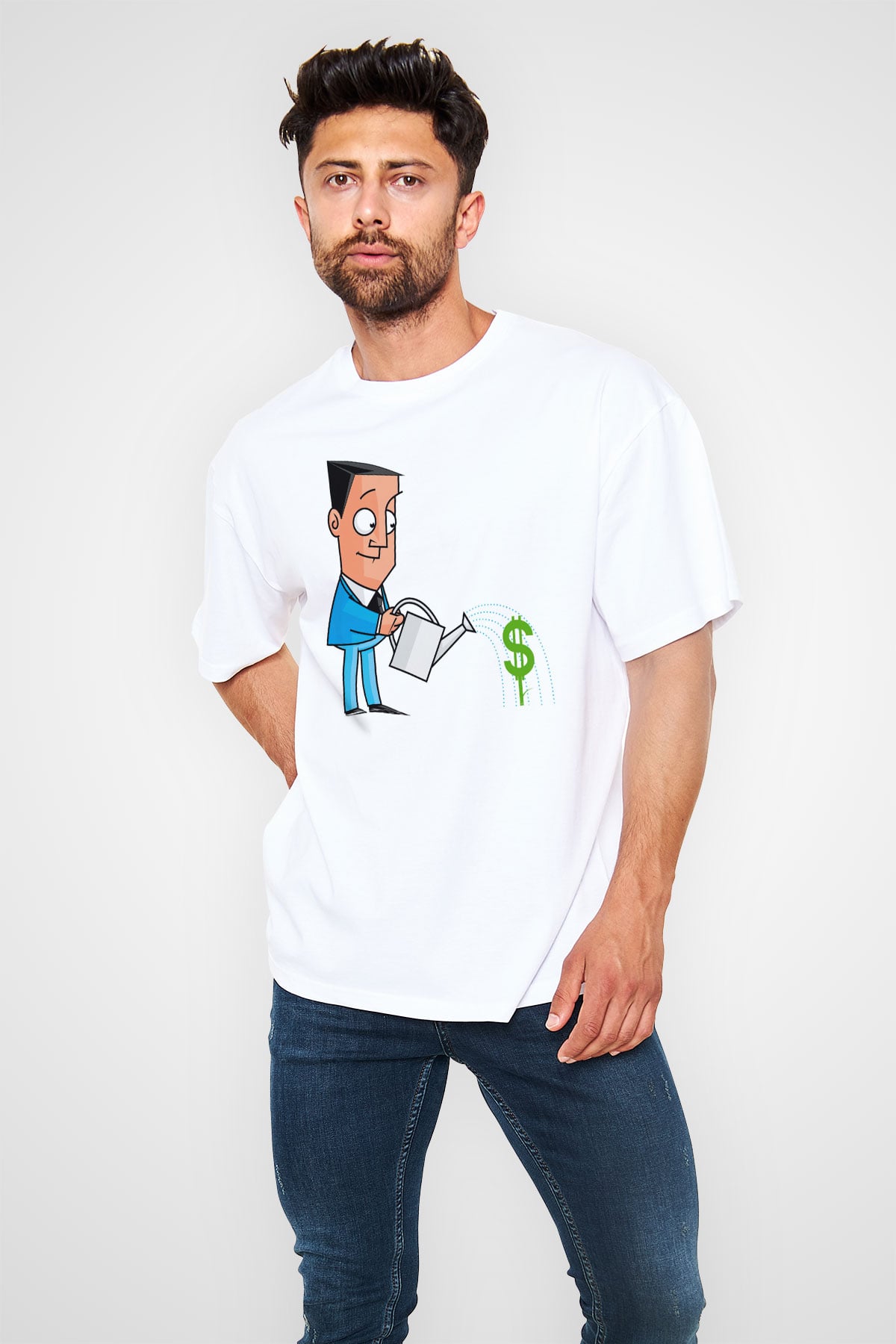 Bankacı Beyaz Unisex Tişört T-Shirt - TişörtFabrikası
