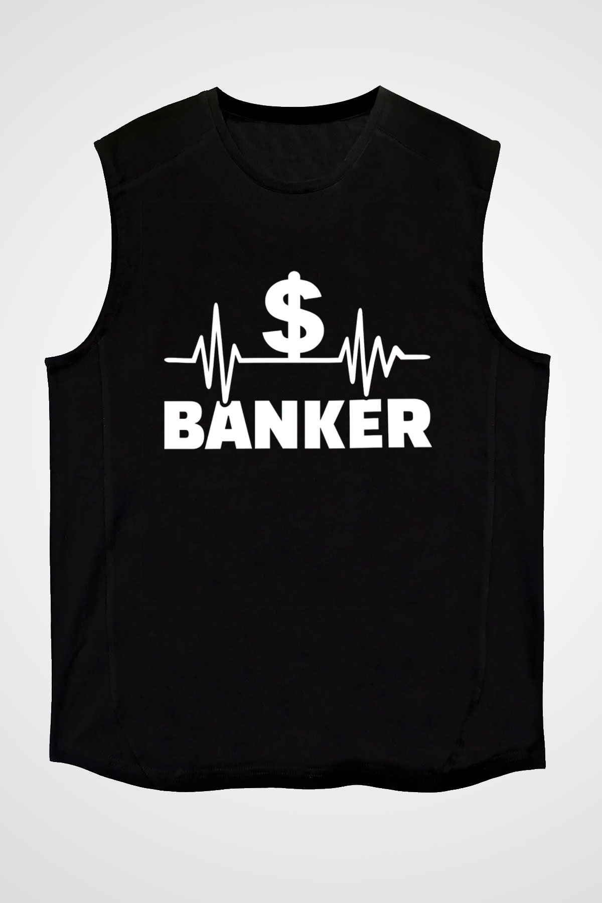 Bankacı Siyah Unisex Kolsuz Tişört