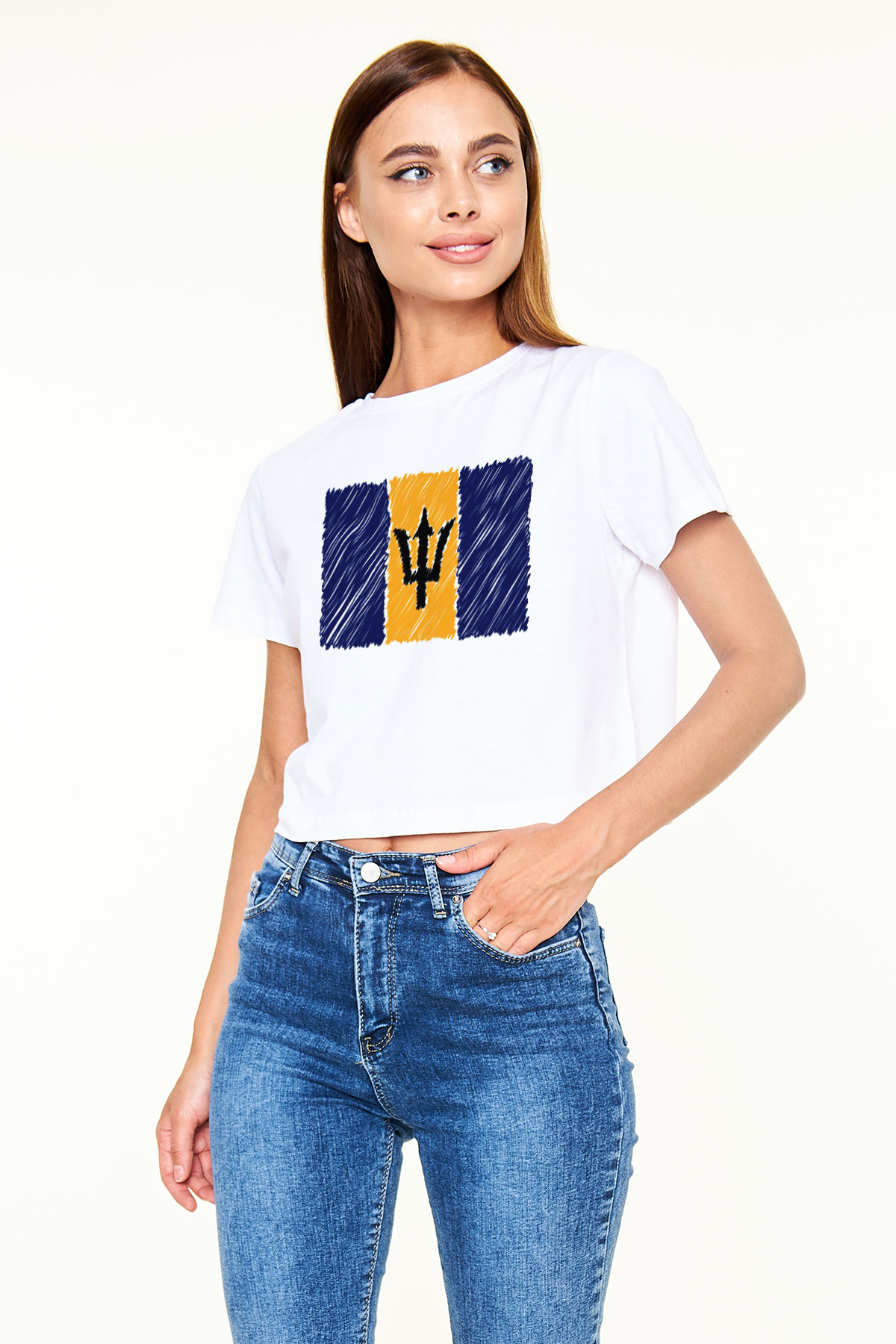 Barbados Beyaz Croptop Tişört