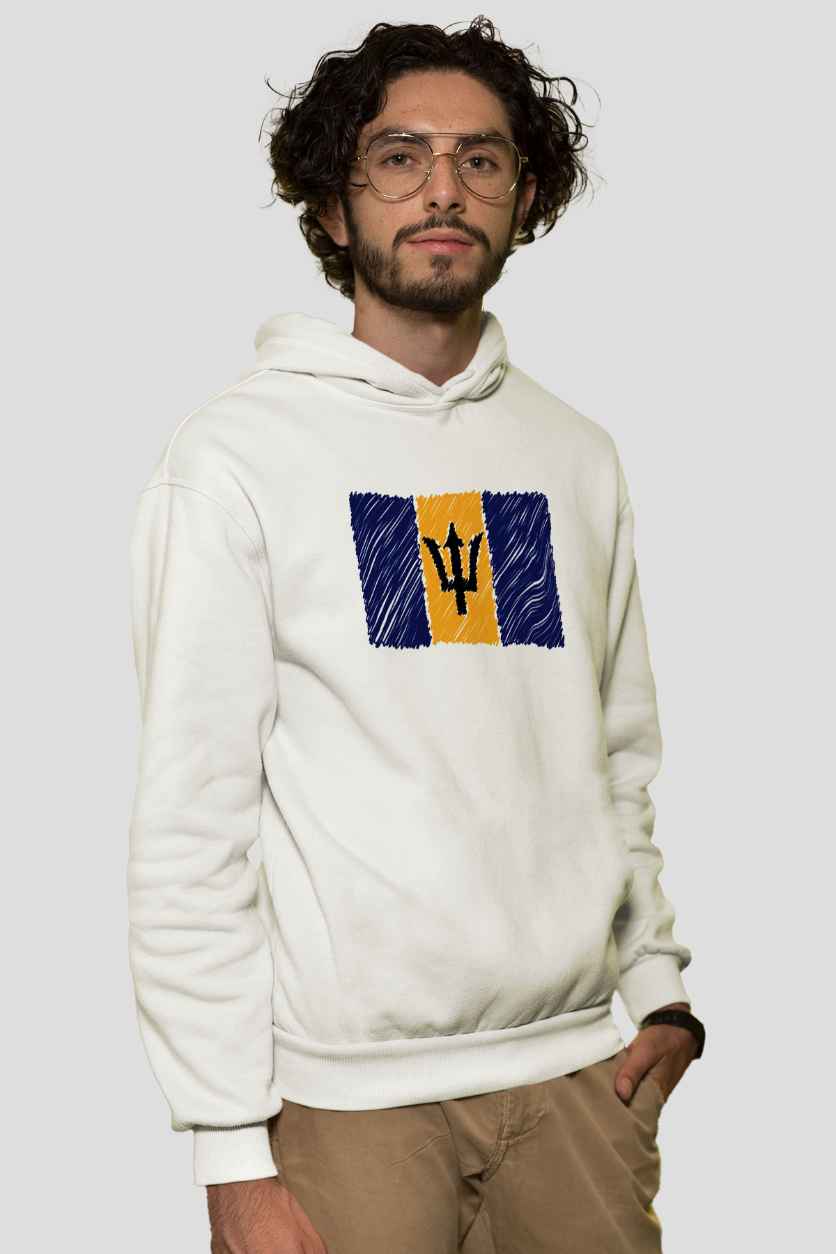 Barbados Beyaz Unisex Kapşonlu Sweatshirt