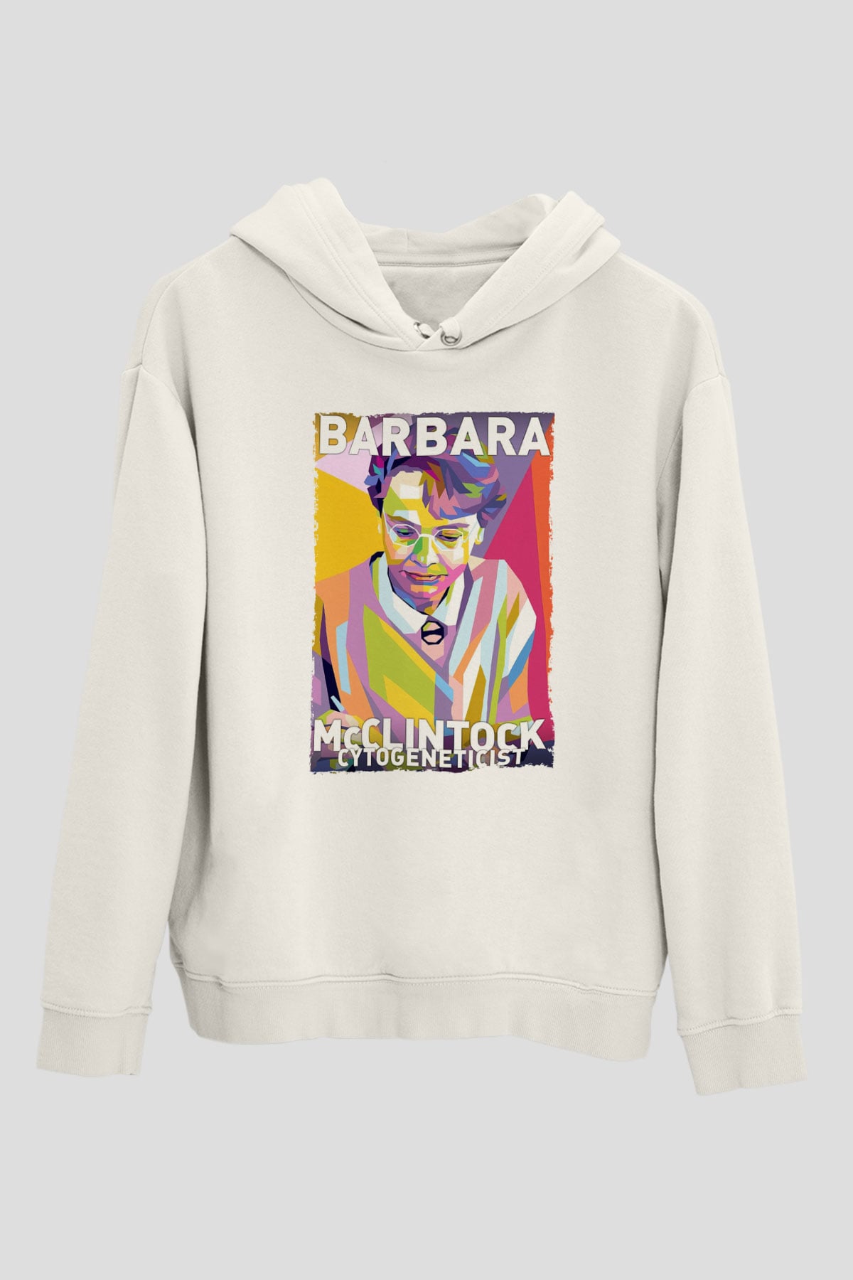 Barbara McClintock Baskılı Unisex Ekru Hoodie