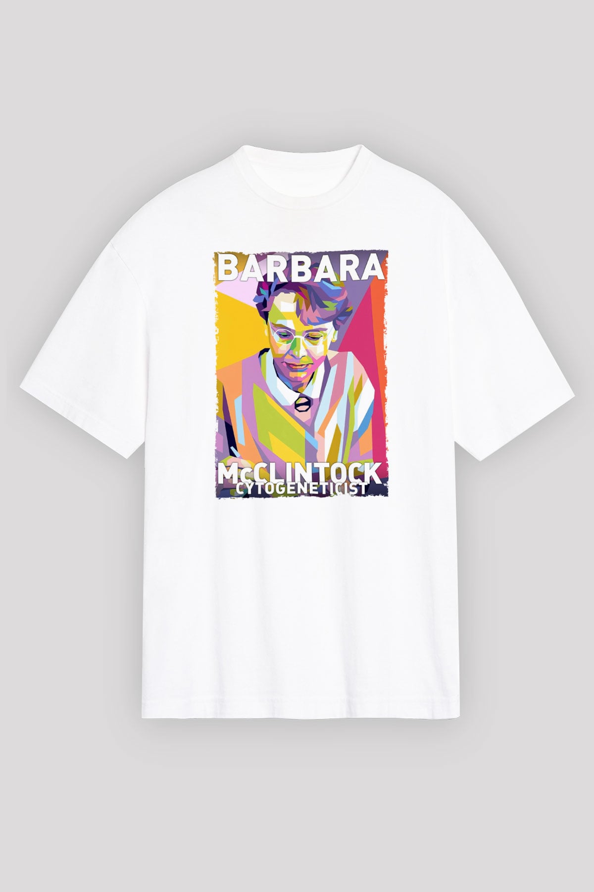 Barbara McClintock Baskılı Unisex Oversize Beyaz Tişört - Tshirt