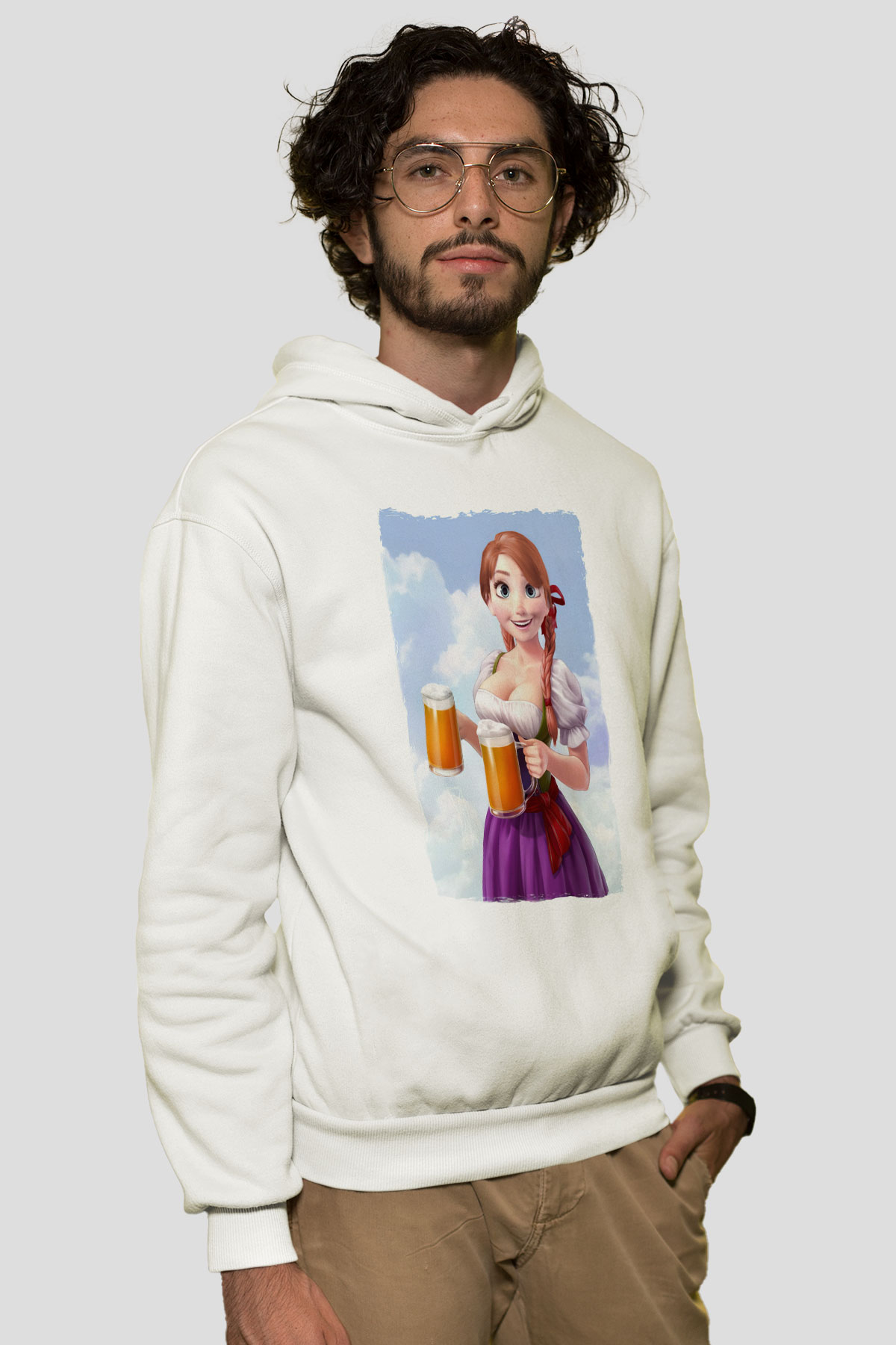 Barmaid Beyaz Unisex Kapüşonlu Sweatshirt