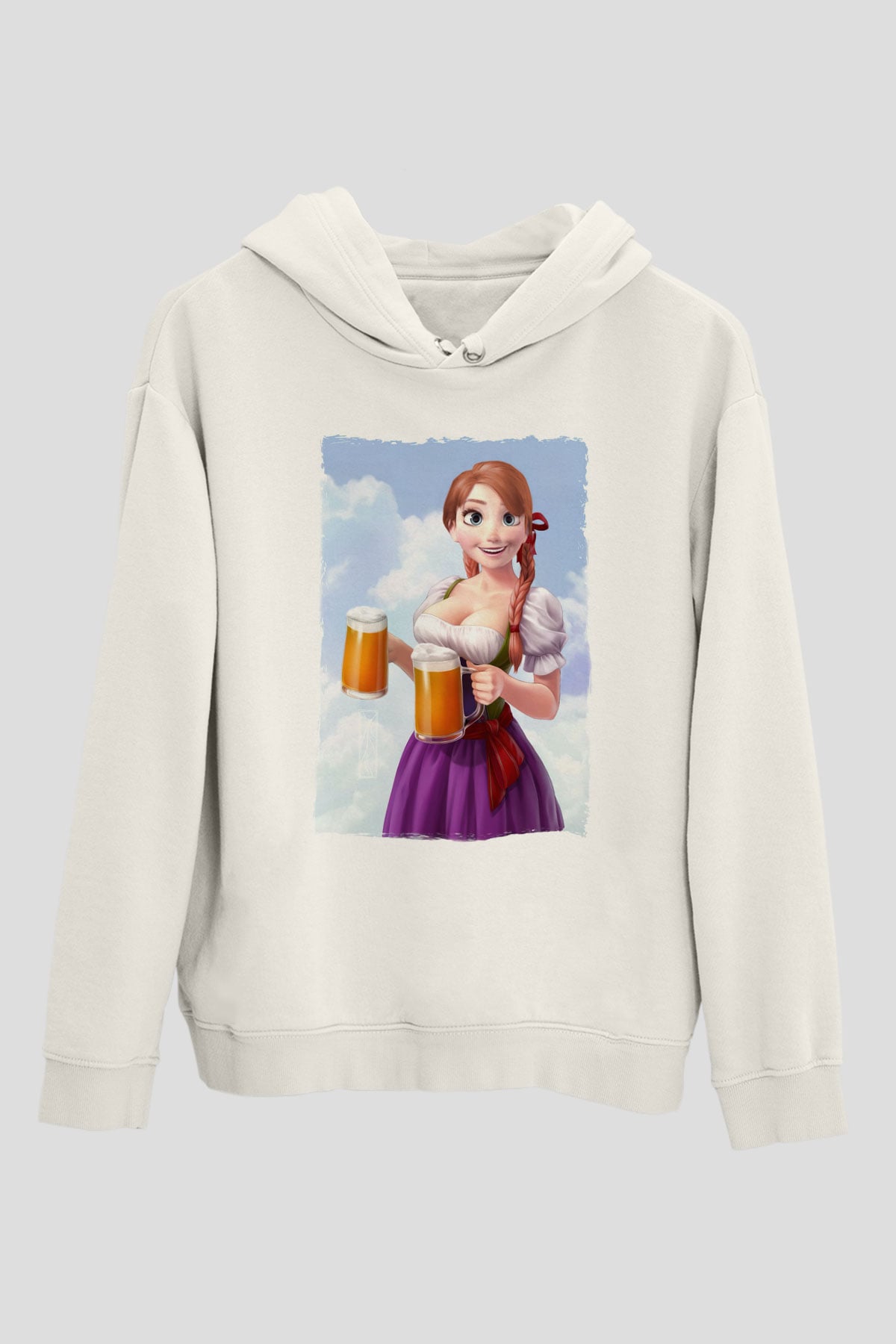 Barmaid Beyaz Unisex Kapüşonlu Sweatshirt