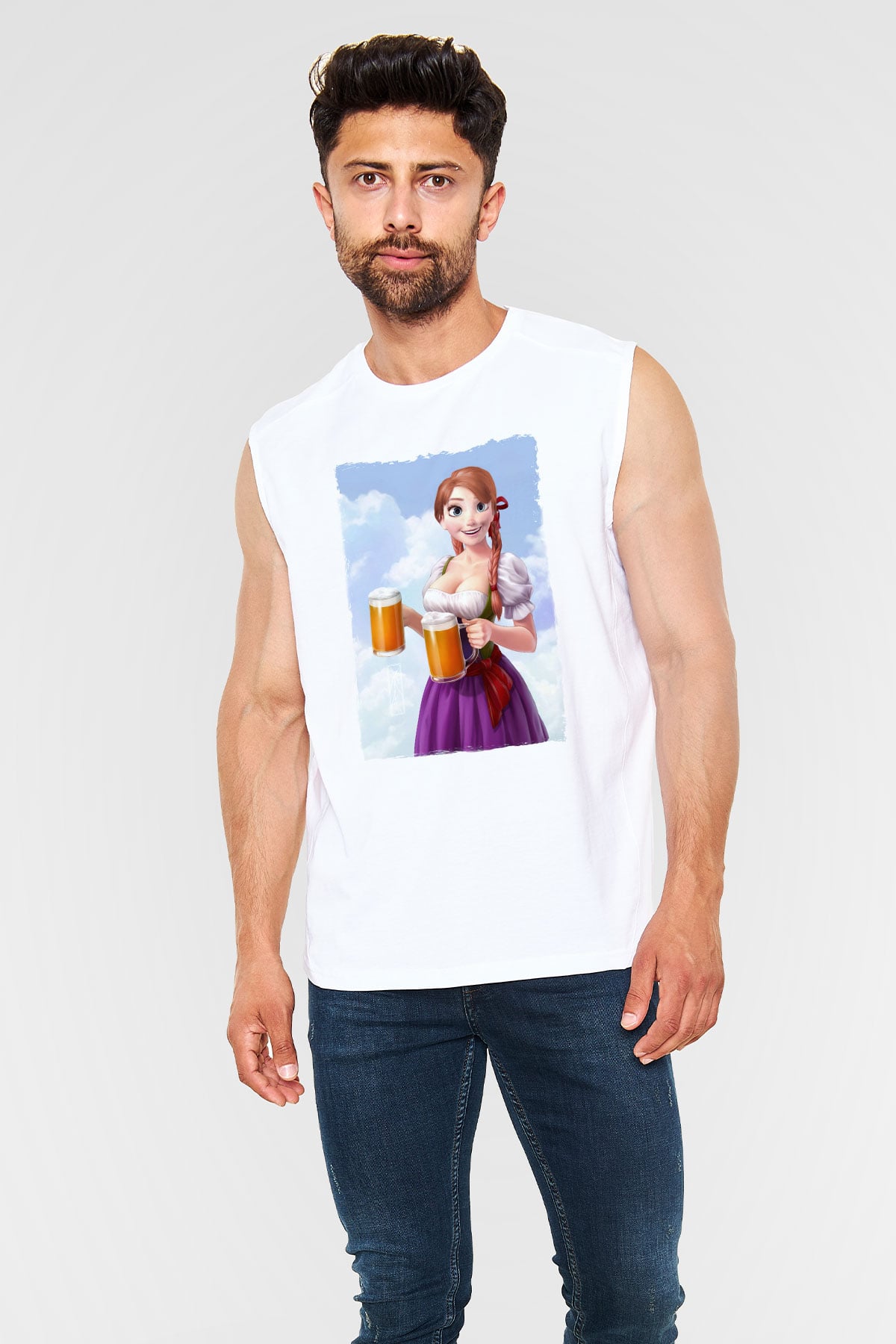 Barmaid Beyaz Unisex Kolsuz Tişört