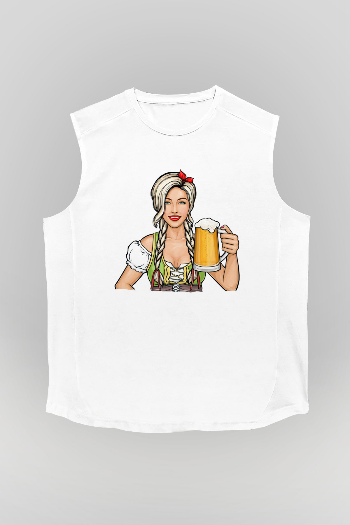Barmaid Beyaz Unisex Kolsuz Tişört