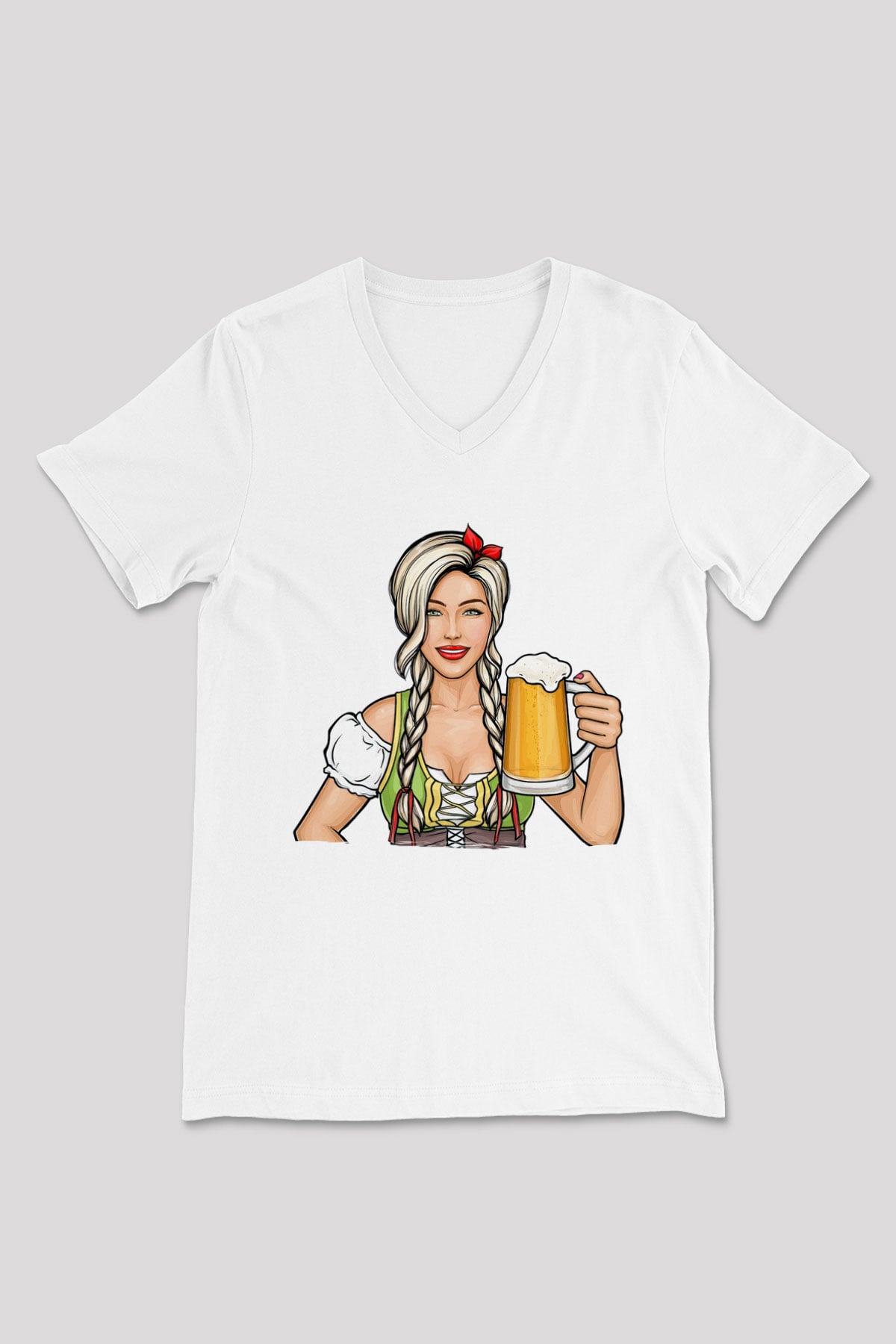 Barmaid Beyaz Unisex V Yaka Tişört