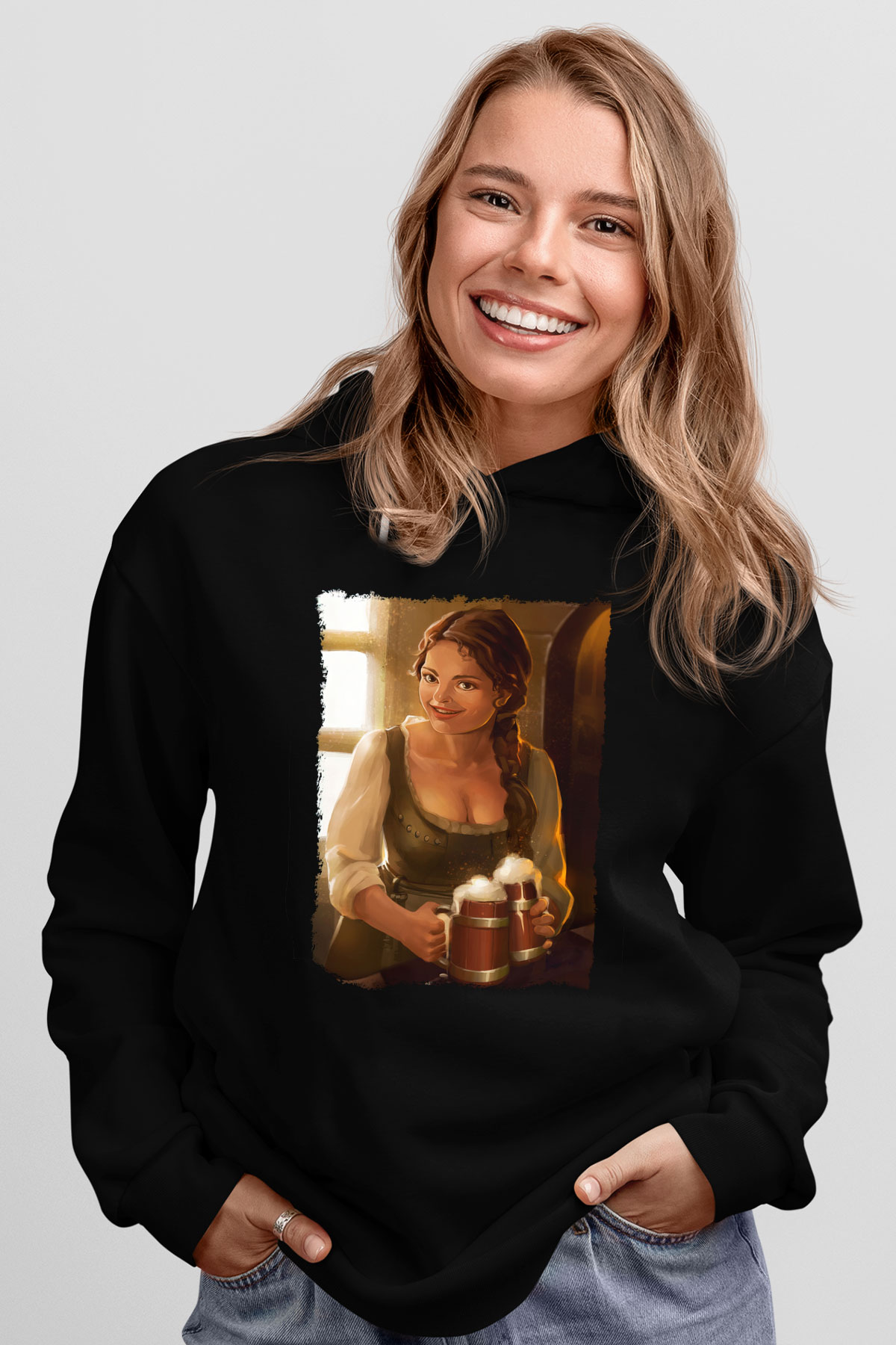 Barmaid Siyah Unisex Kapüşonlu Sweatshirt