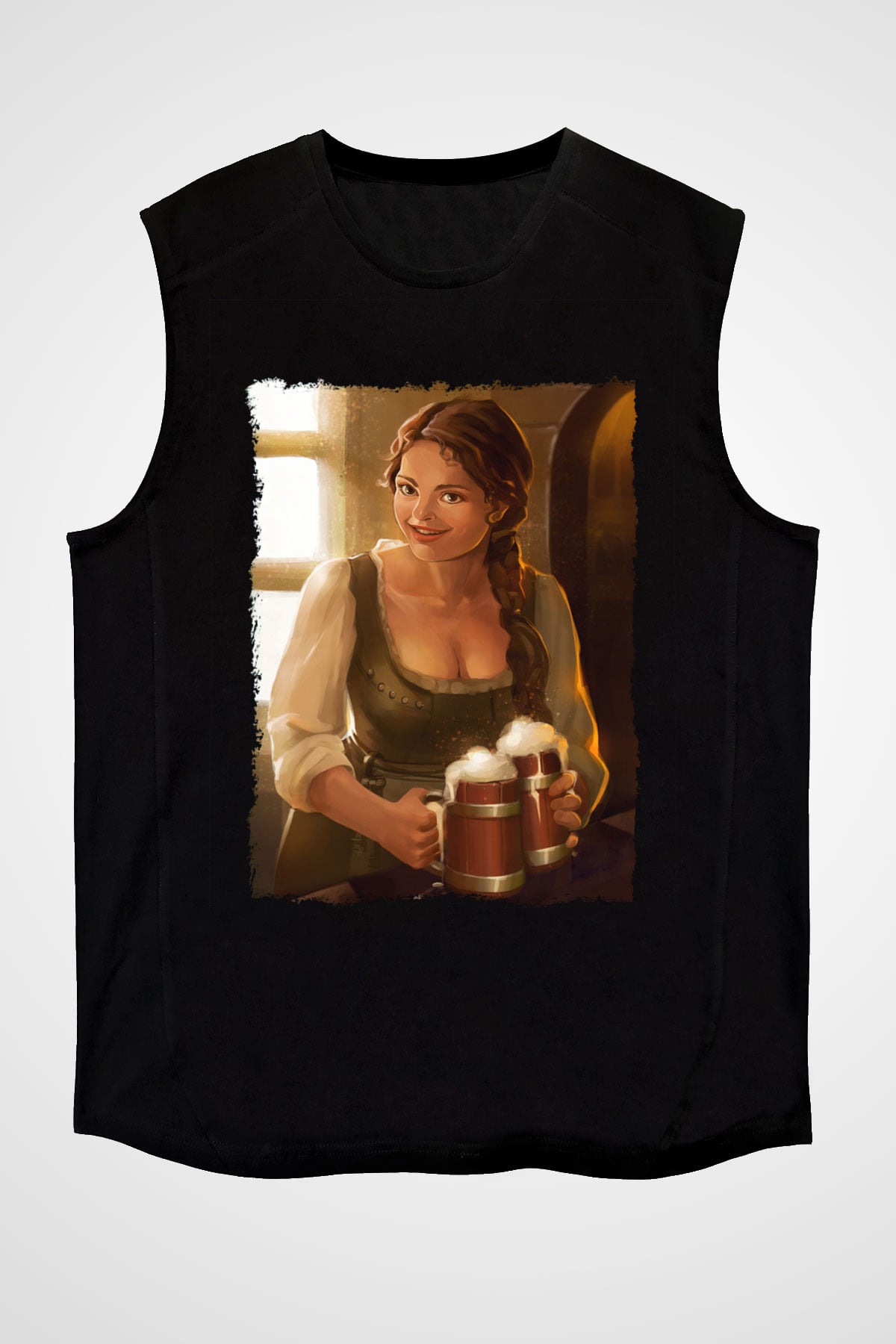 Barmaid Siyah Unisex Kolsuz Tişört