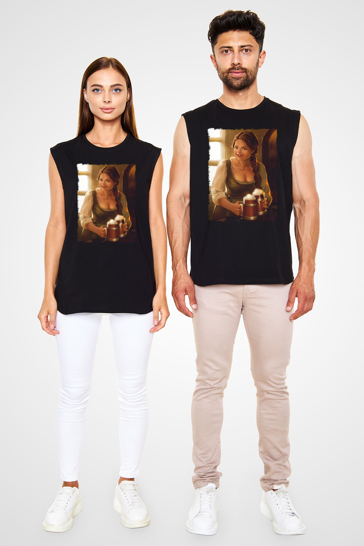 Barmaid Siyah Unisex Kolsuz Tişört