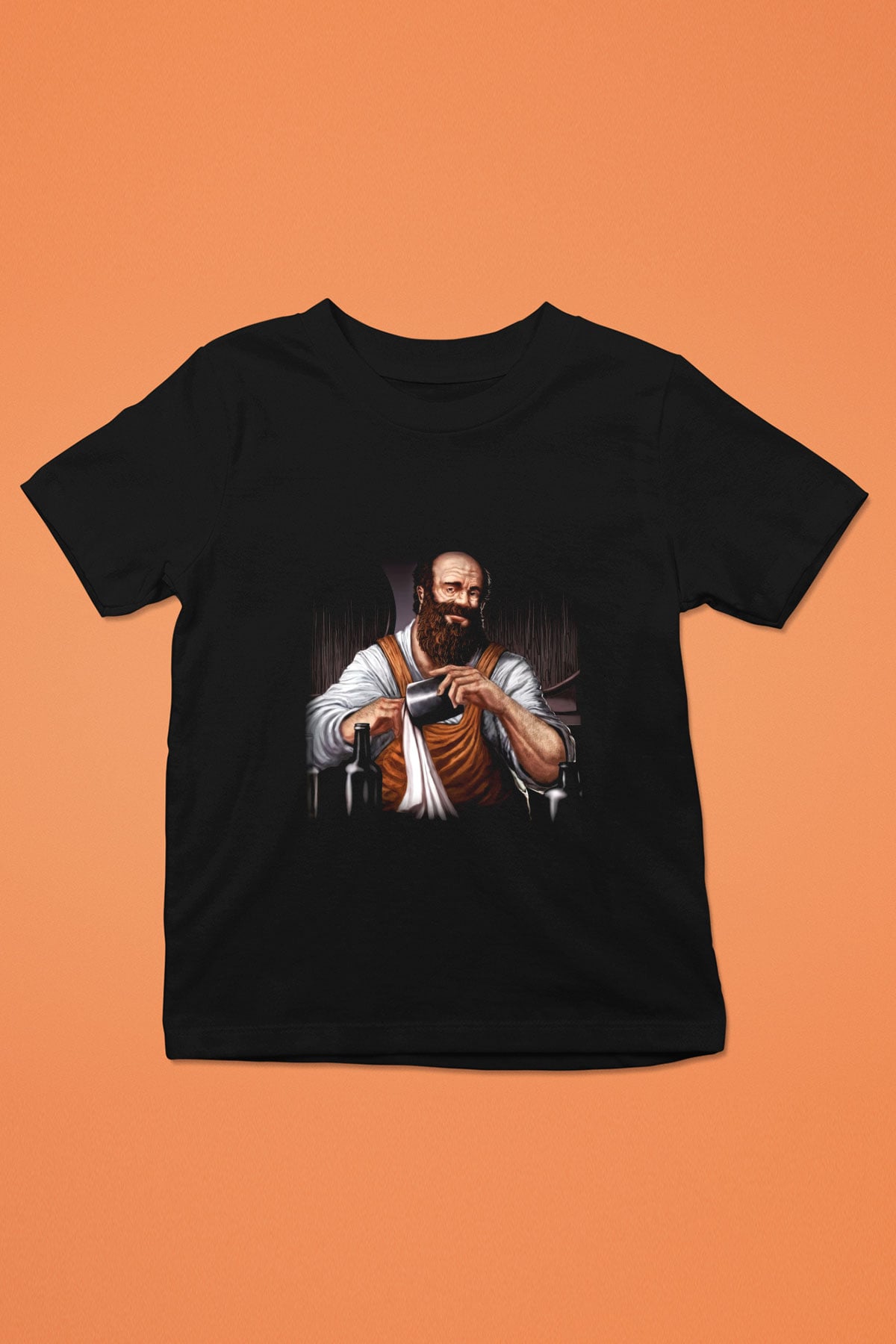 Barmen Baskılı Siyah Unisex Çocuk Tişört