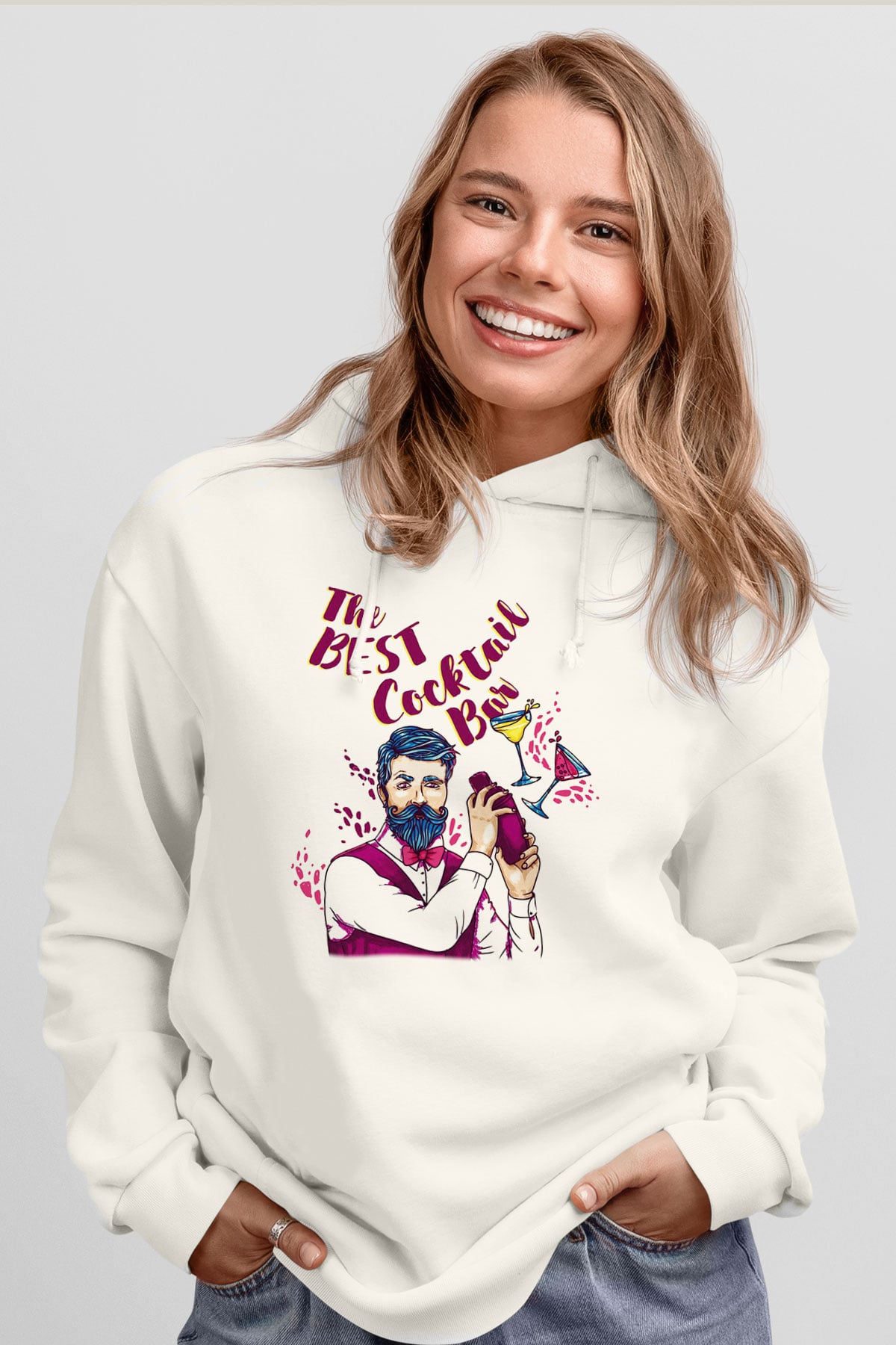 Barmen Beyaz Unisex Hoodie