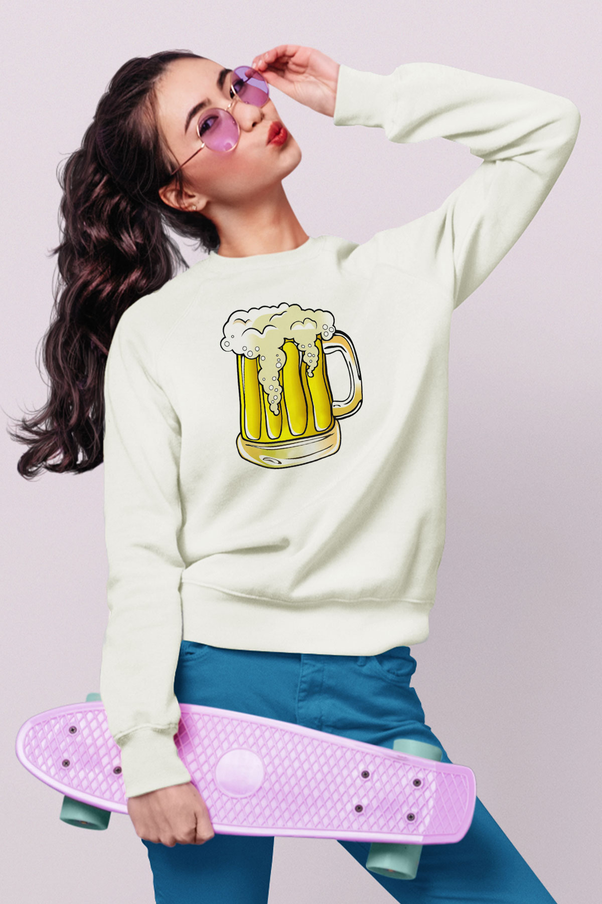 Barmen Beyaz Unisex Sweatshirt