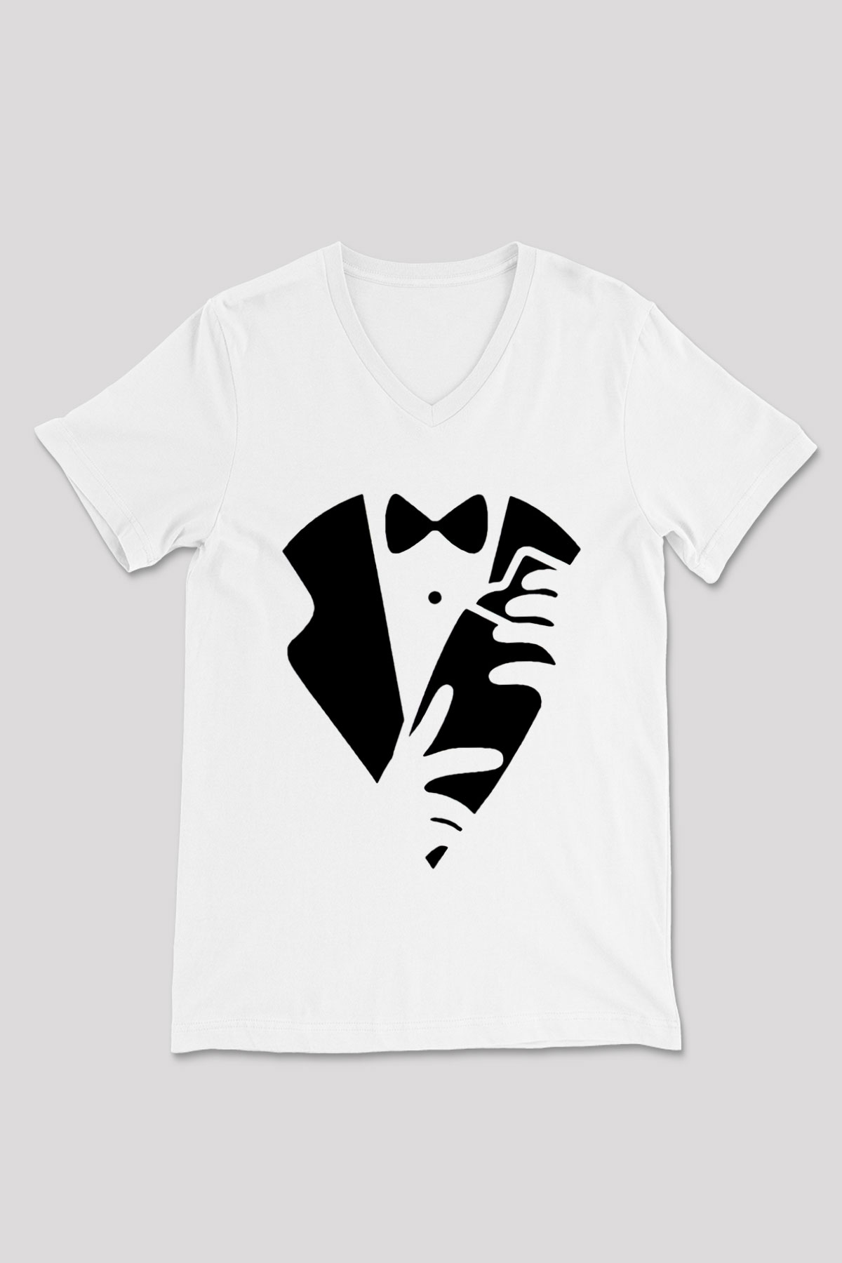 Barmen Beyaz Unisex V Yaka Tişört T-Shirt