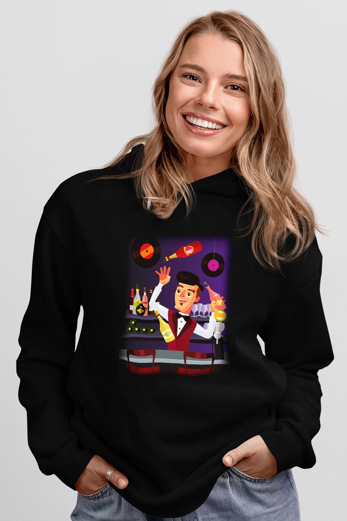 Barmen Siyah Unisex Kapşonlu Sweatshirt