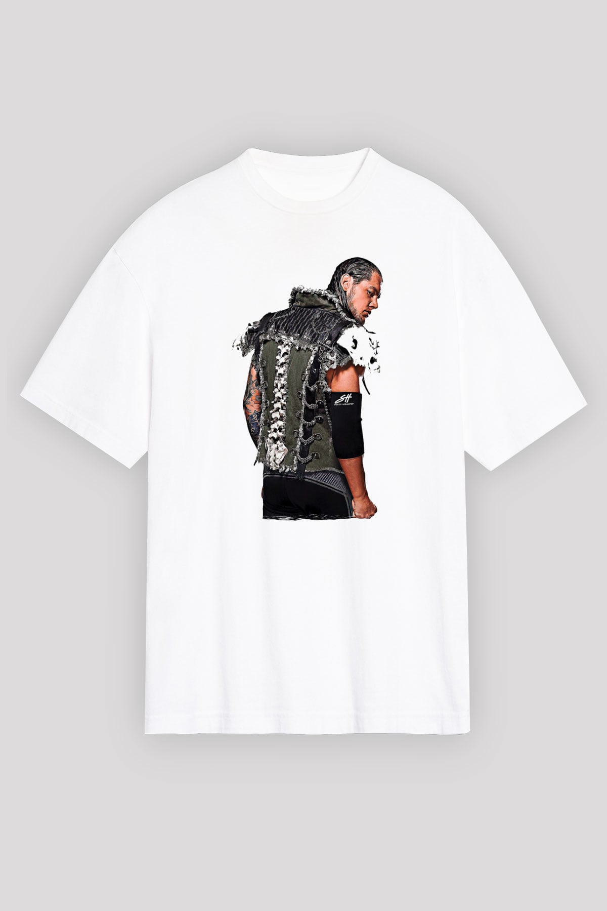 Baron Corbin Baskılı Beyaz Unisex Oversize Tişört - Tshirt