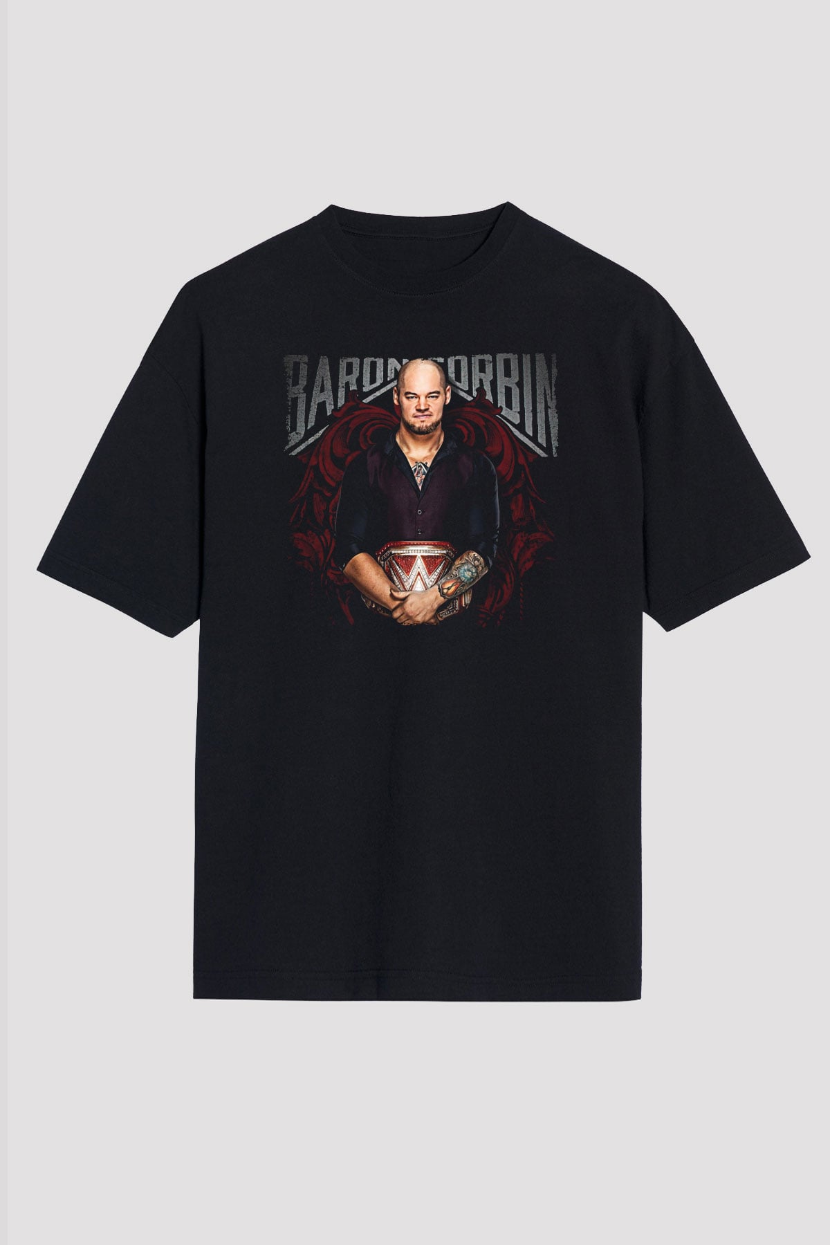 Baron Corbin Baskılı Unisex Siyah Oversize Tişört - Tshirt
