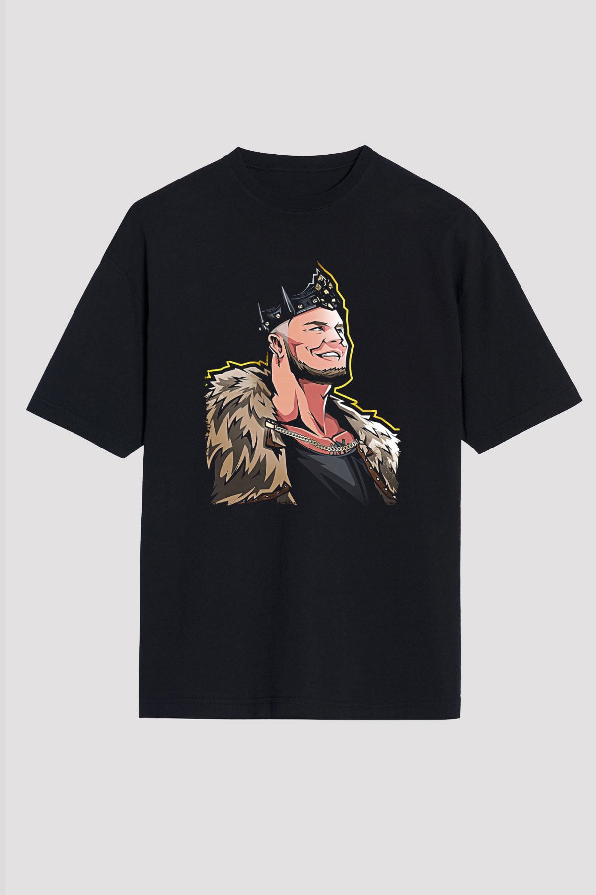 Baron Corbin Baskılı Unisex Siyah Oversize Tişört - Tshirt