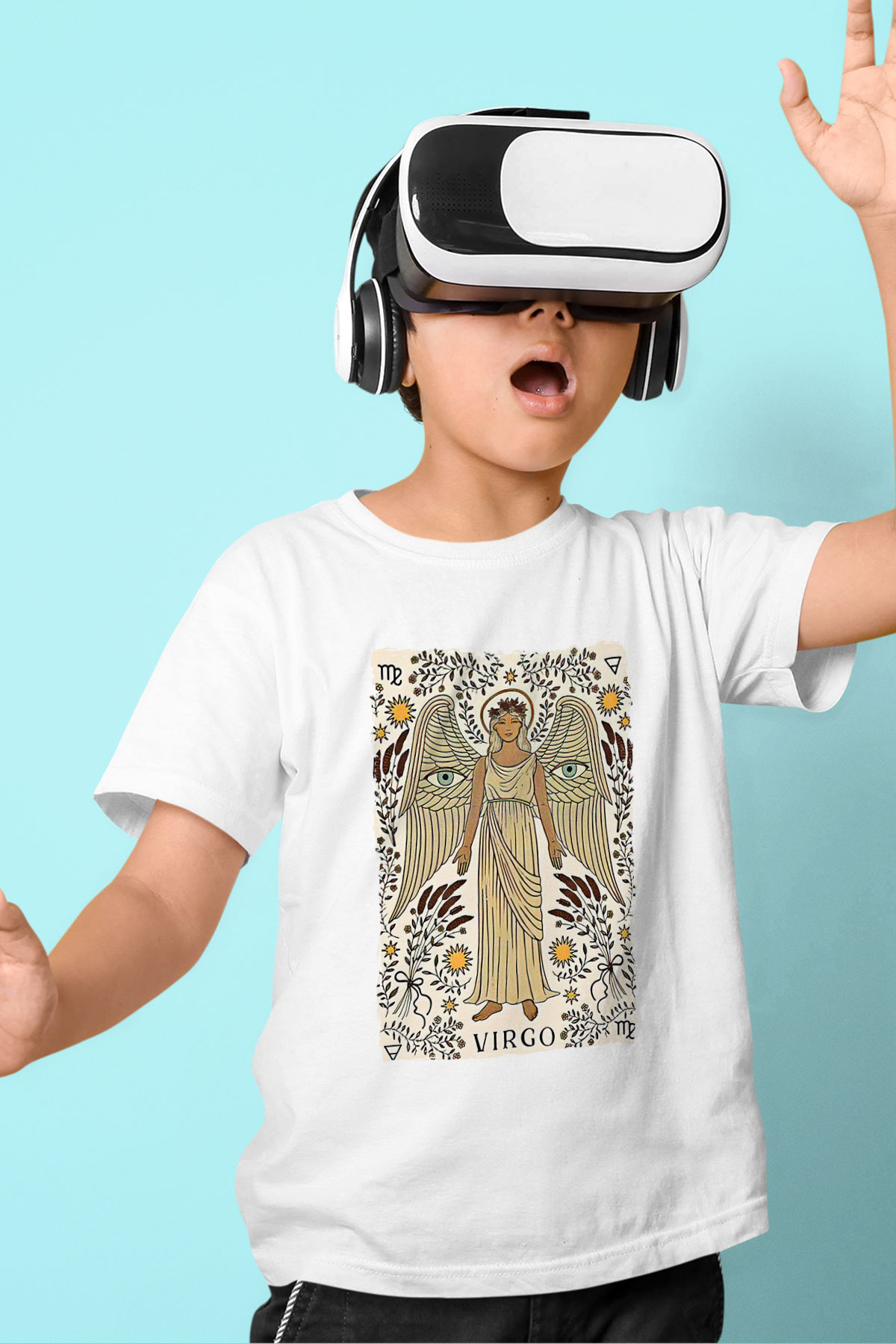 Başak Burcu Baskılı Beyaz Unisex Beyaz Çocuk Tişört - Tshirt
