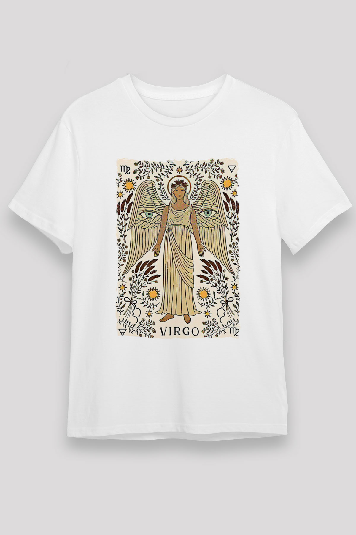 Başak Burcu Unisex Baskılı Beyaz Tişört - Tshirt