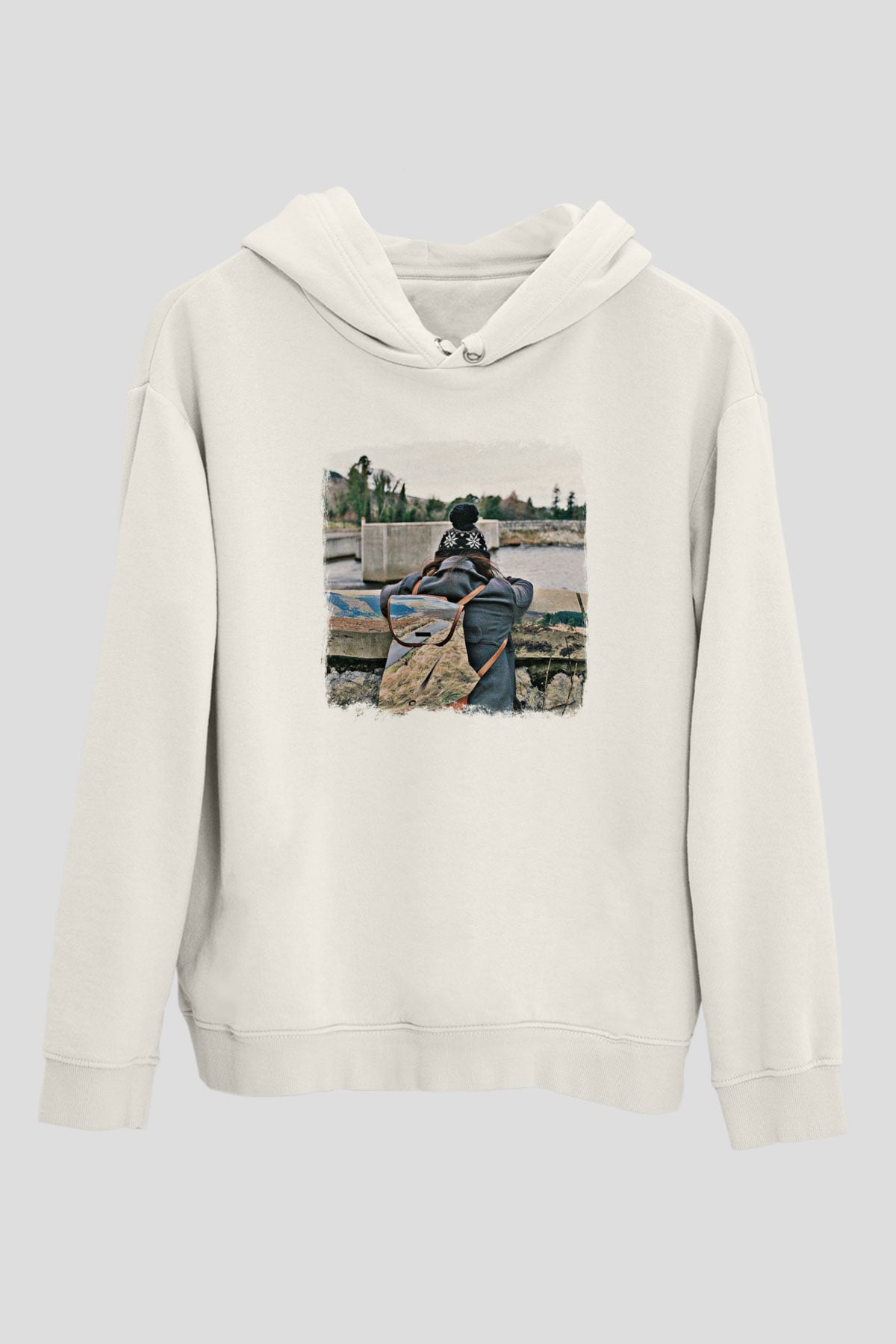 Basement Baskılı Unisex Beyaz Hoodie